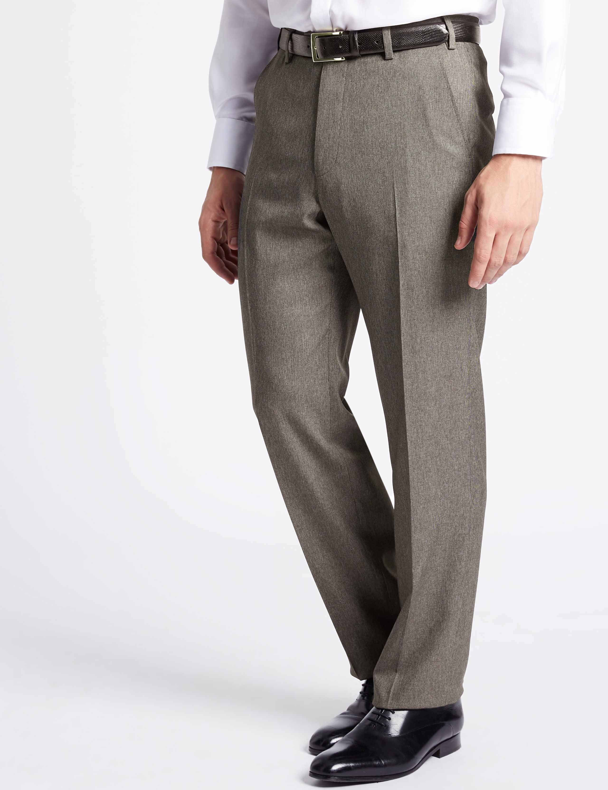 Regular Fit Textured Flat Front Trousers 3 of 4