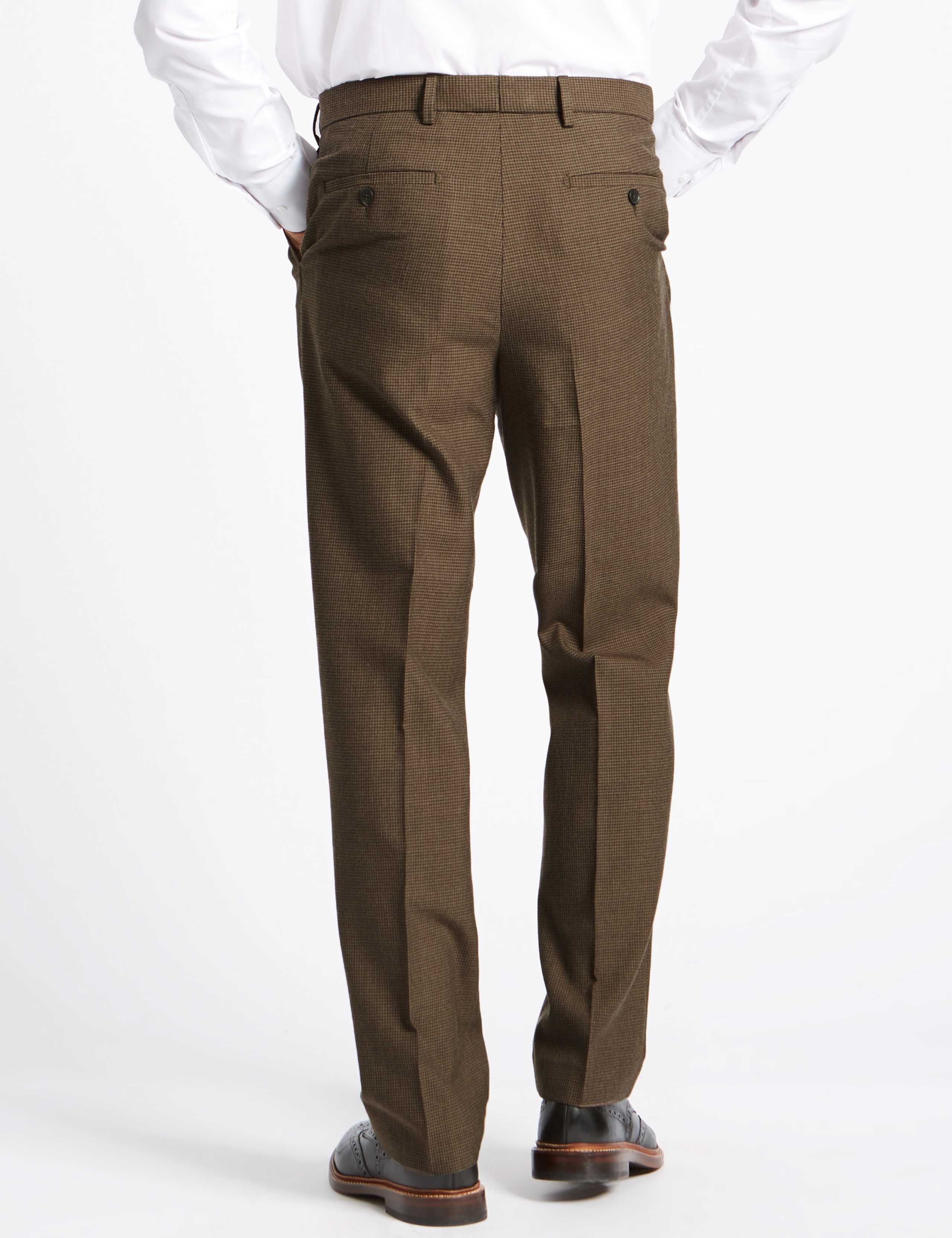 Regular Fit Wool Blend Single Pleated Trousers 4 of 4