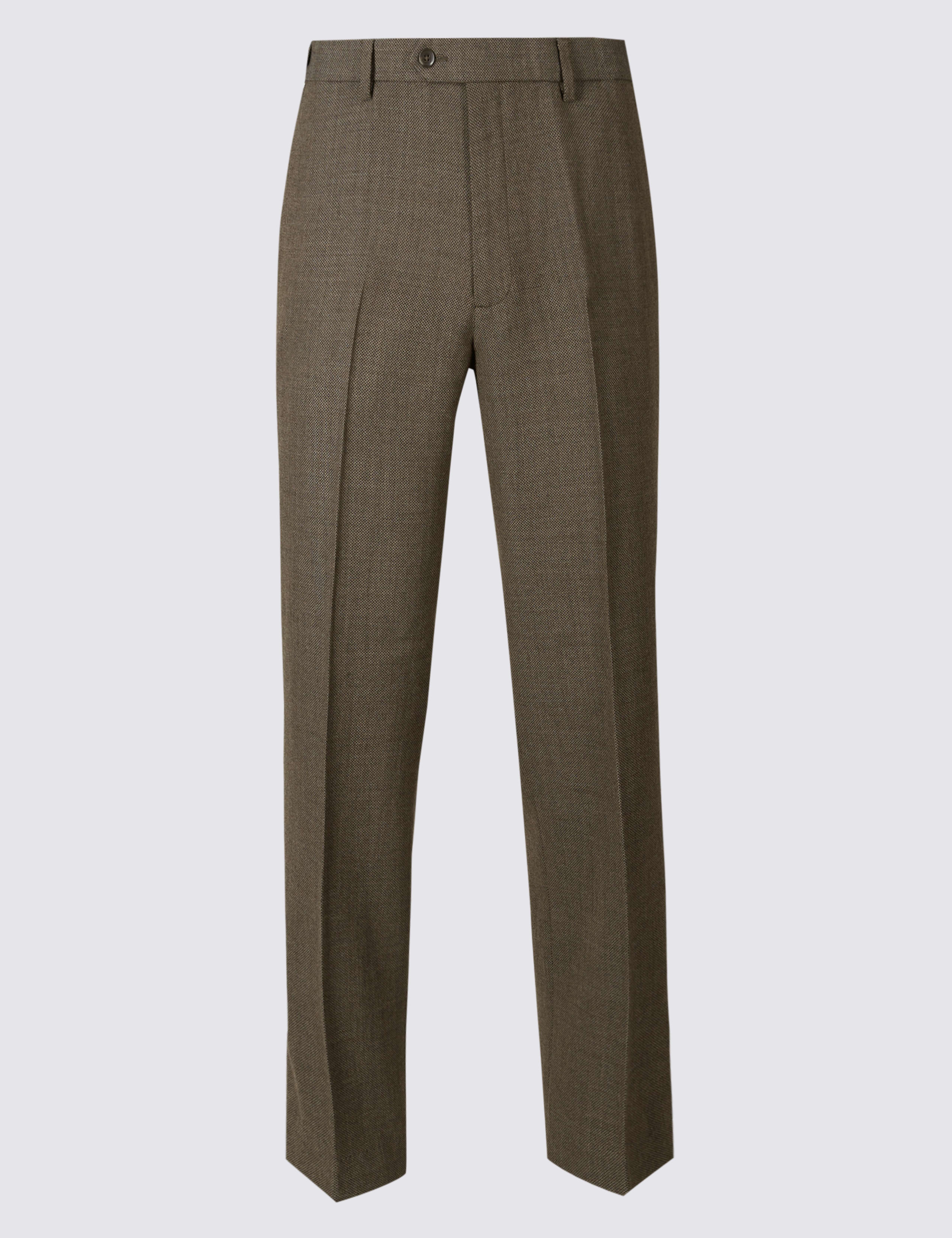 Regular Wool Blend Flat Front Trousers 2 of 5