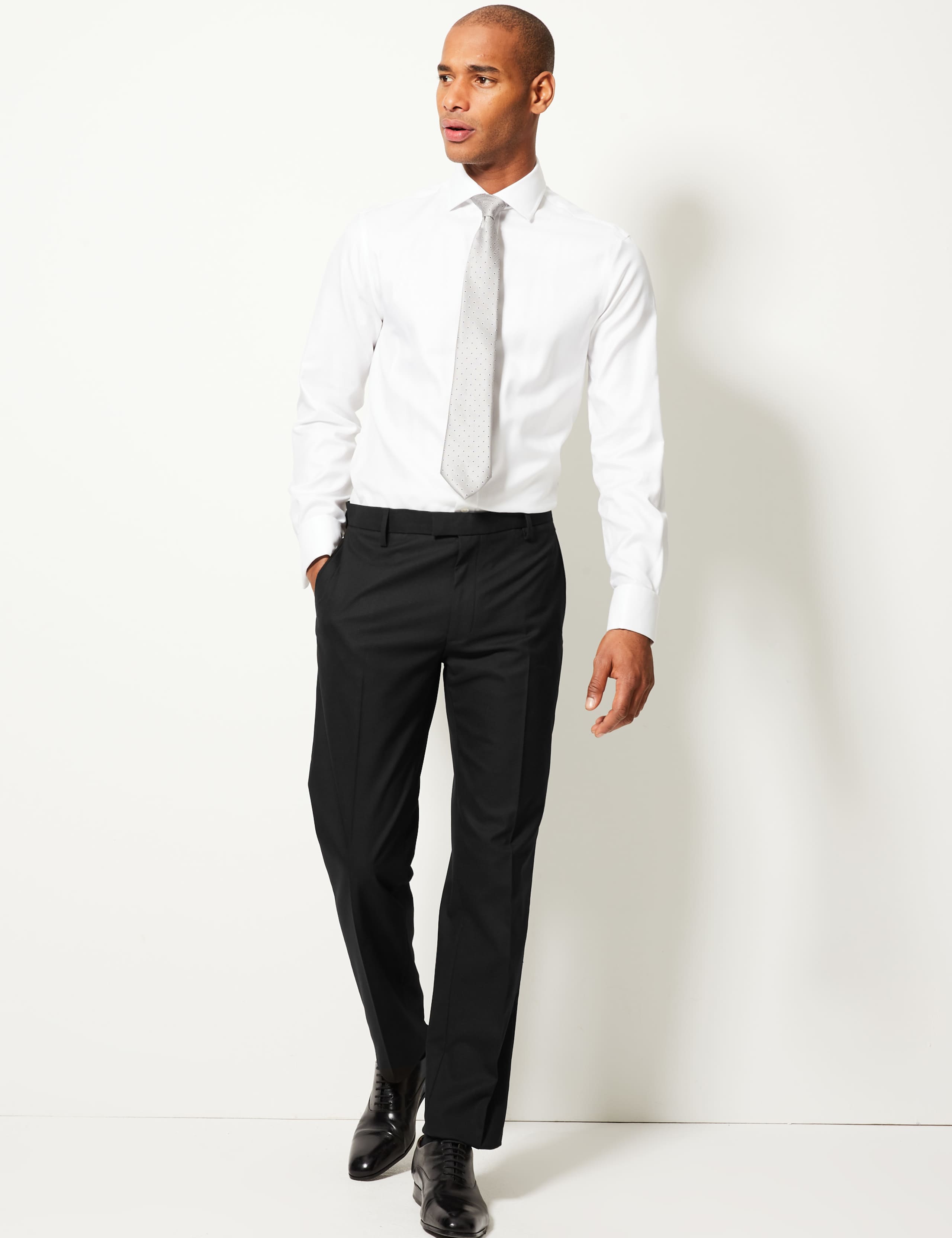 Tailored Fit Flat Front Trousers 1 of 3