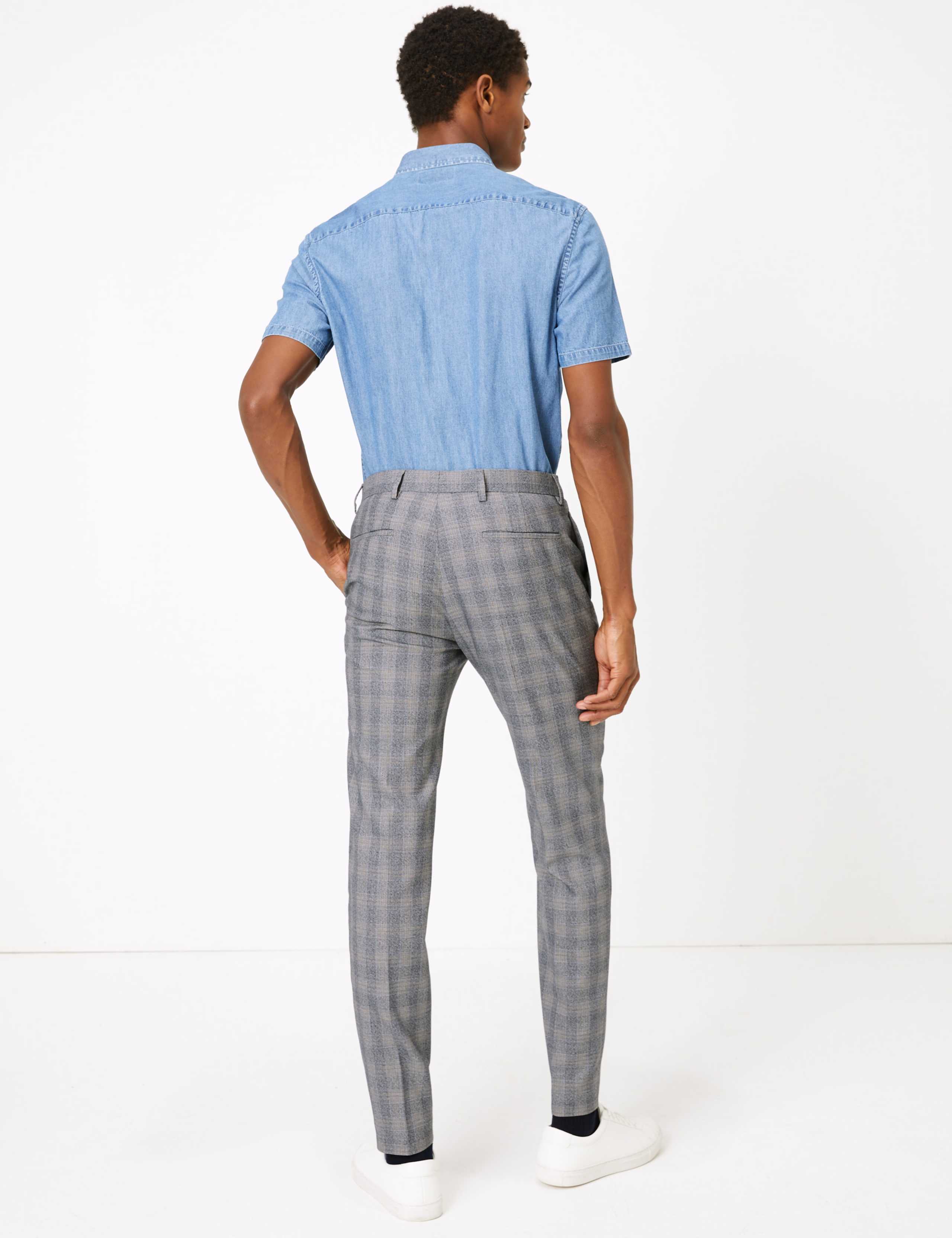 Skinny Fit Checked Stretch Trousers 4 of 6