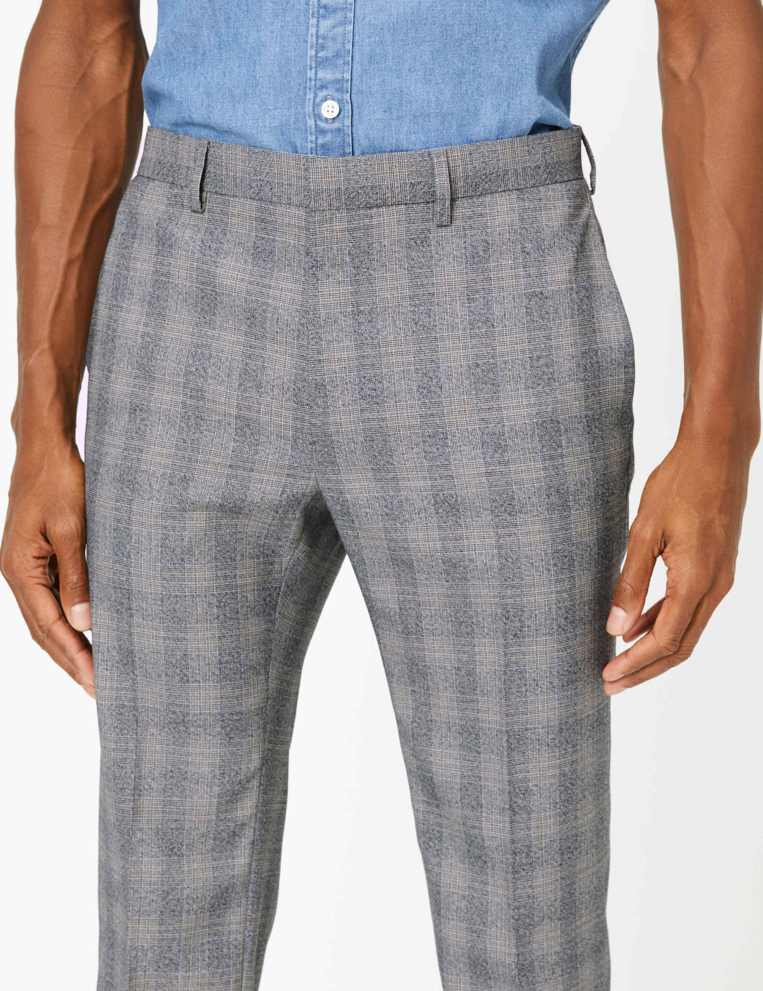 Skinny Fit Checked Stretch Trousers 6 of 6