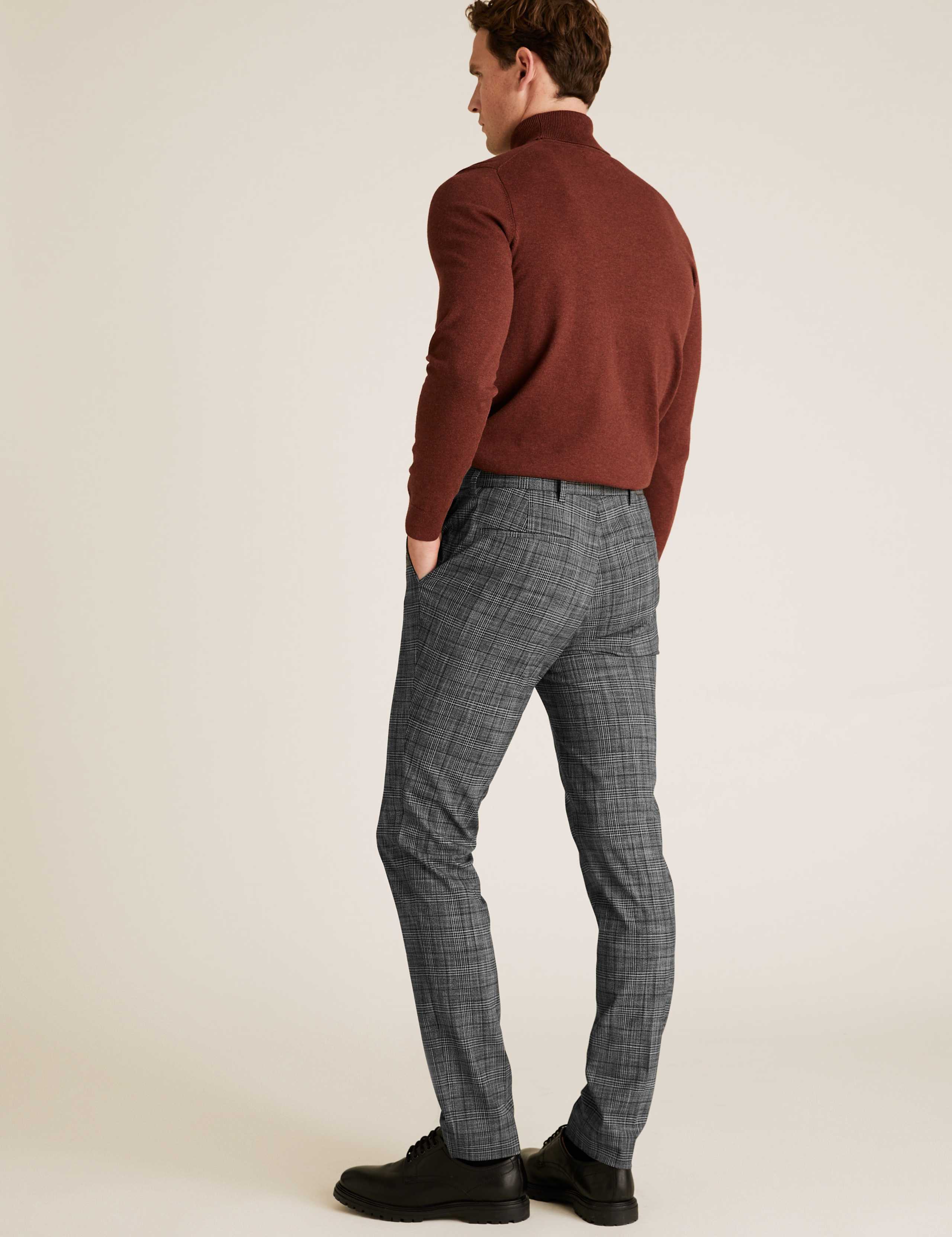 Skinny Fit Checked Stretch Trousers 3 of 6