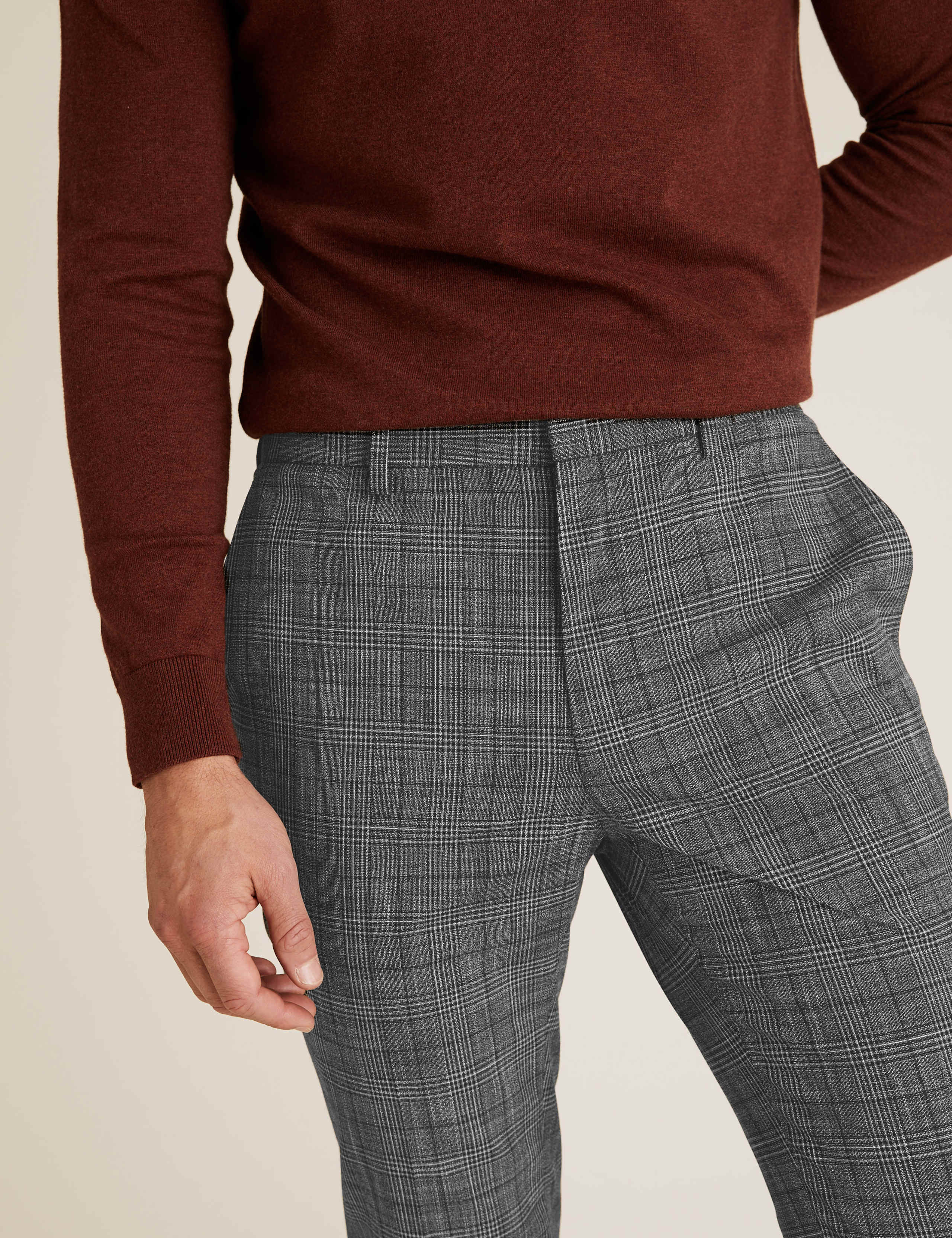Skinny Fit Checked Stretch Trousers 5 of 6