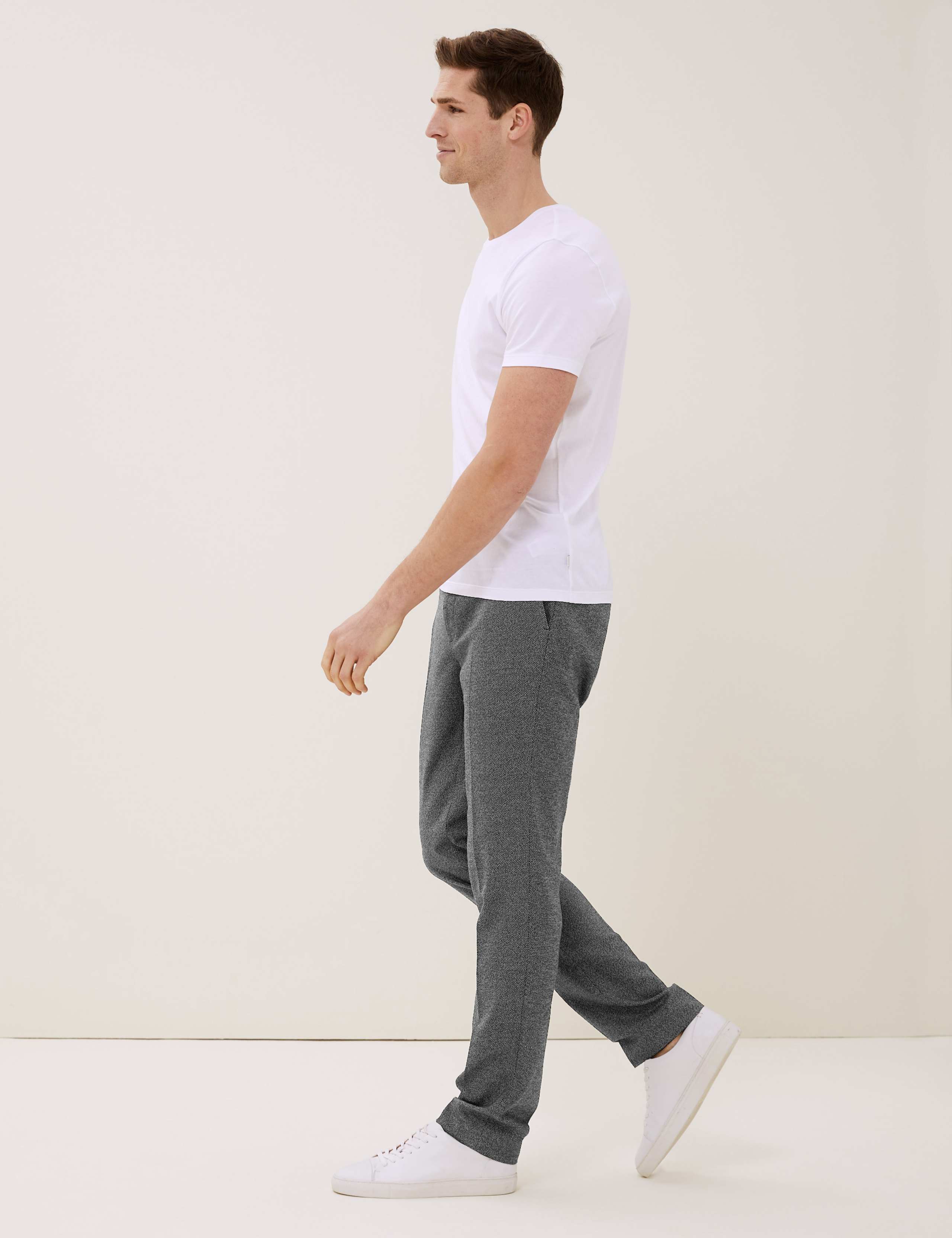 Slim Fit Textured Elasticated Trousers 1 of 7