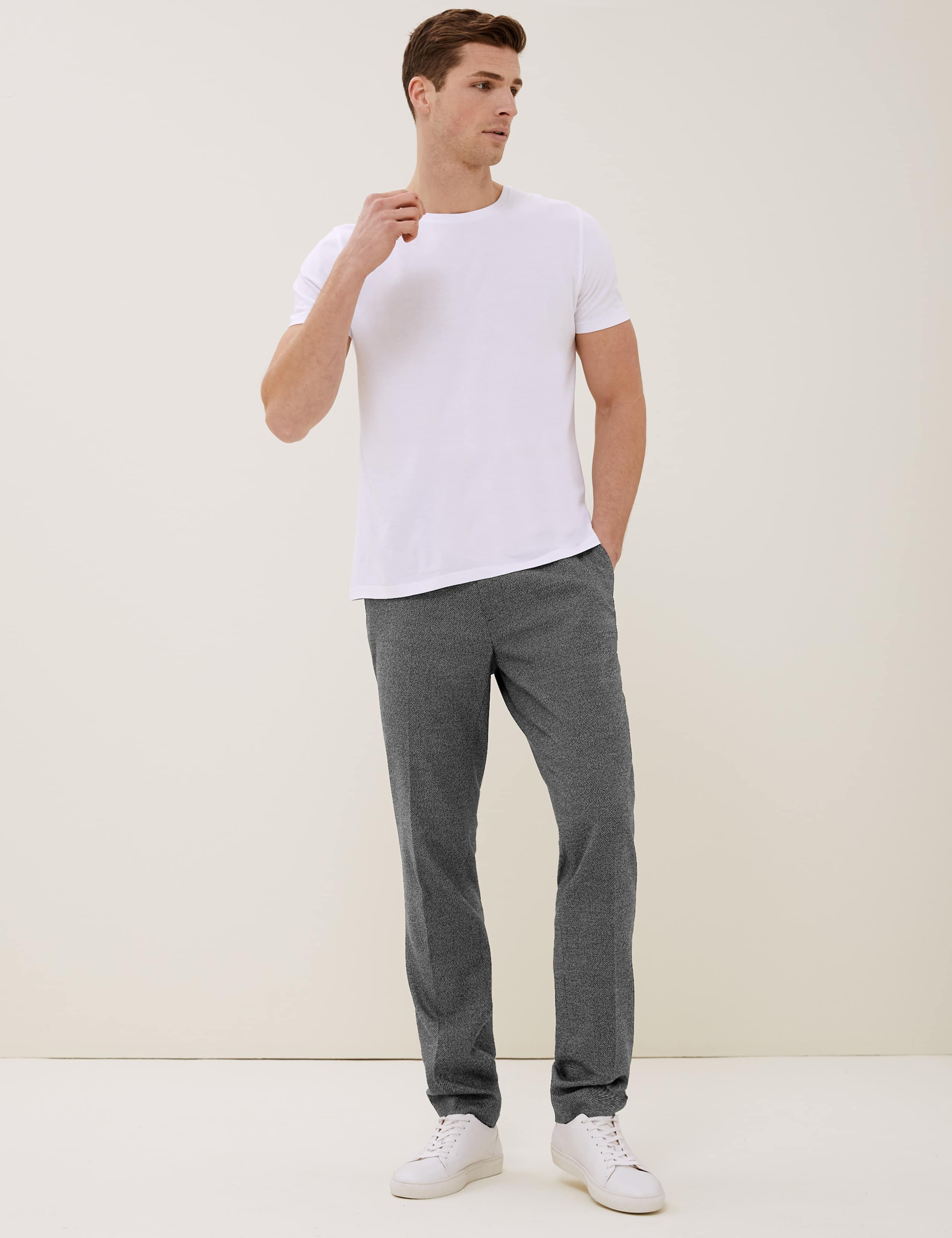 Slim Fit Textured Elasticated Trousers 5 of 7