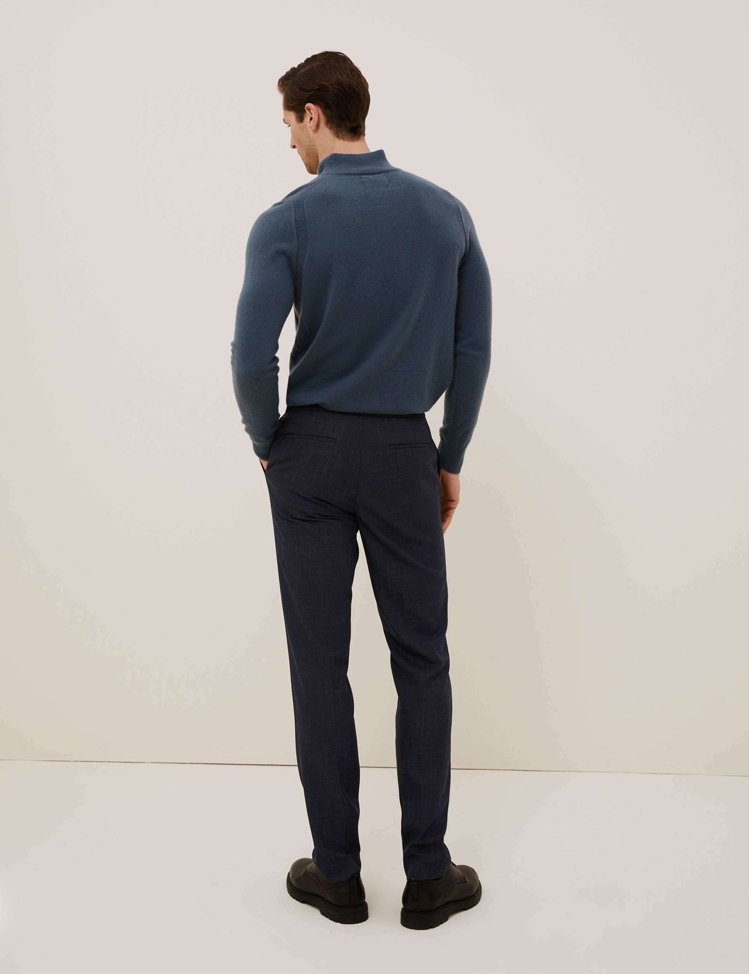 Slim Fit Flat Front Elasticated Trousers 4 of 8