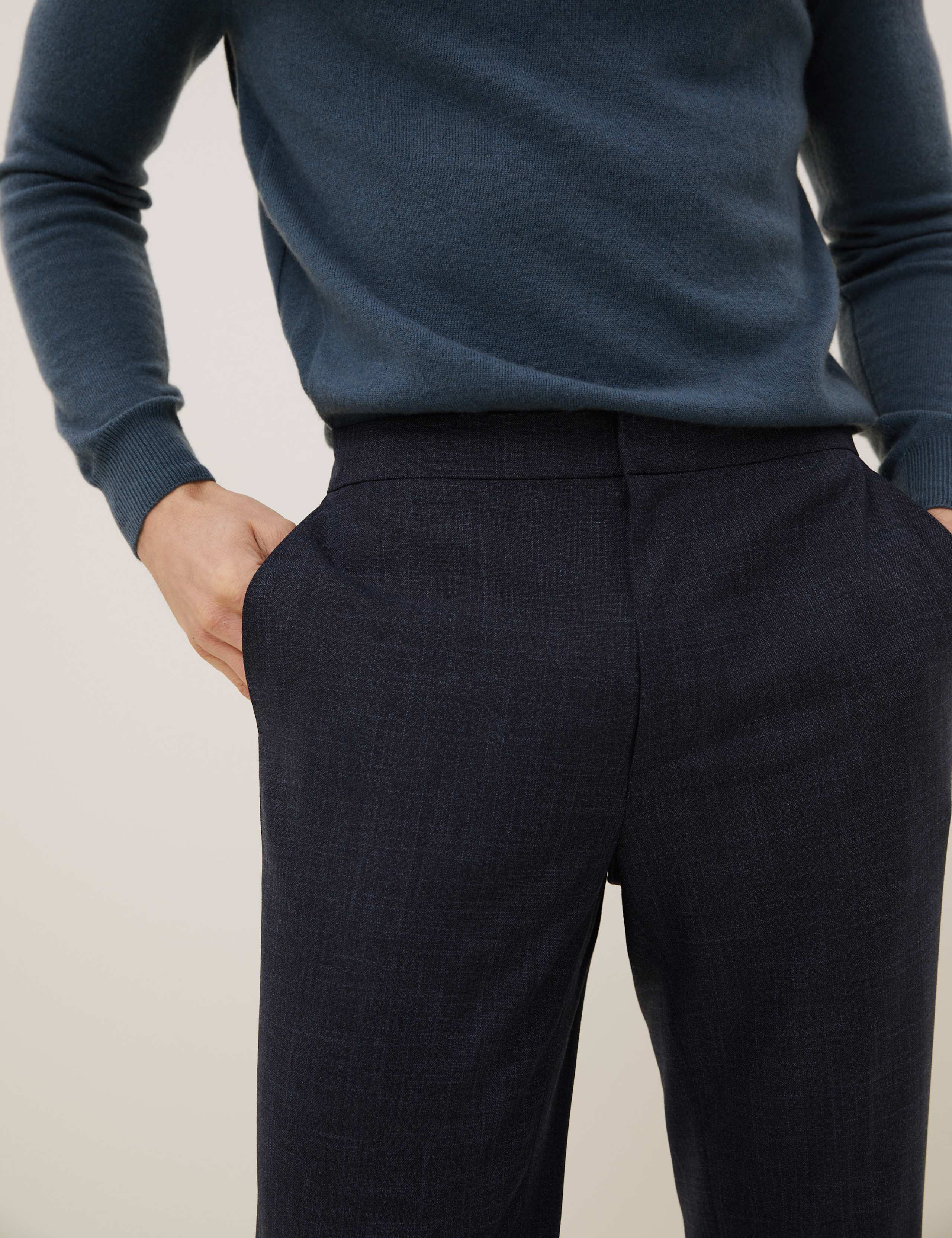 Slim Fit Flat Front Elasticated Trousers 5 of 8