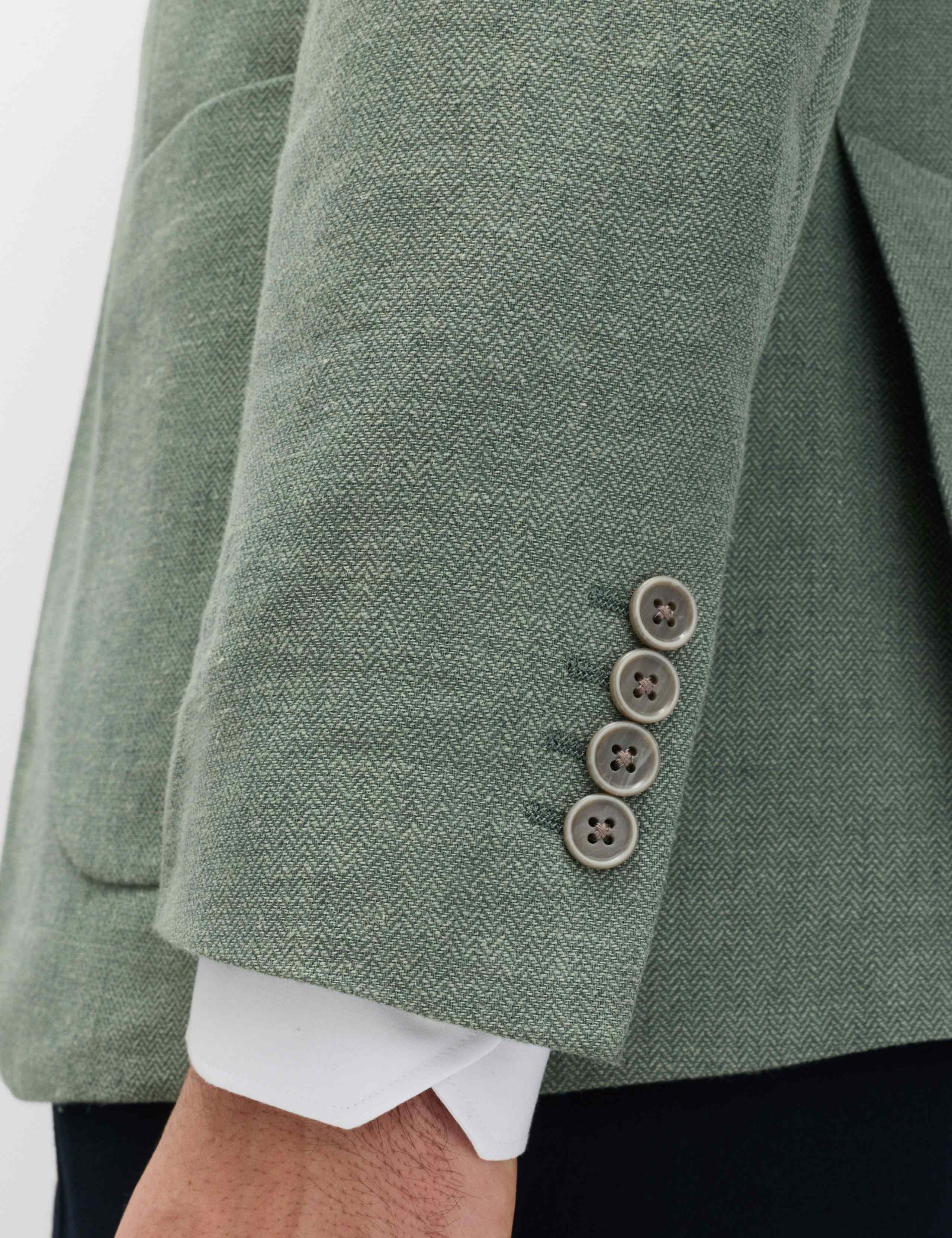 Tailored Fit Linen Cotton Blend Herringbone Blazer 4 of 6