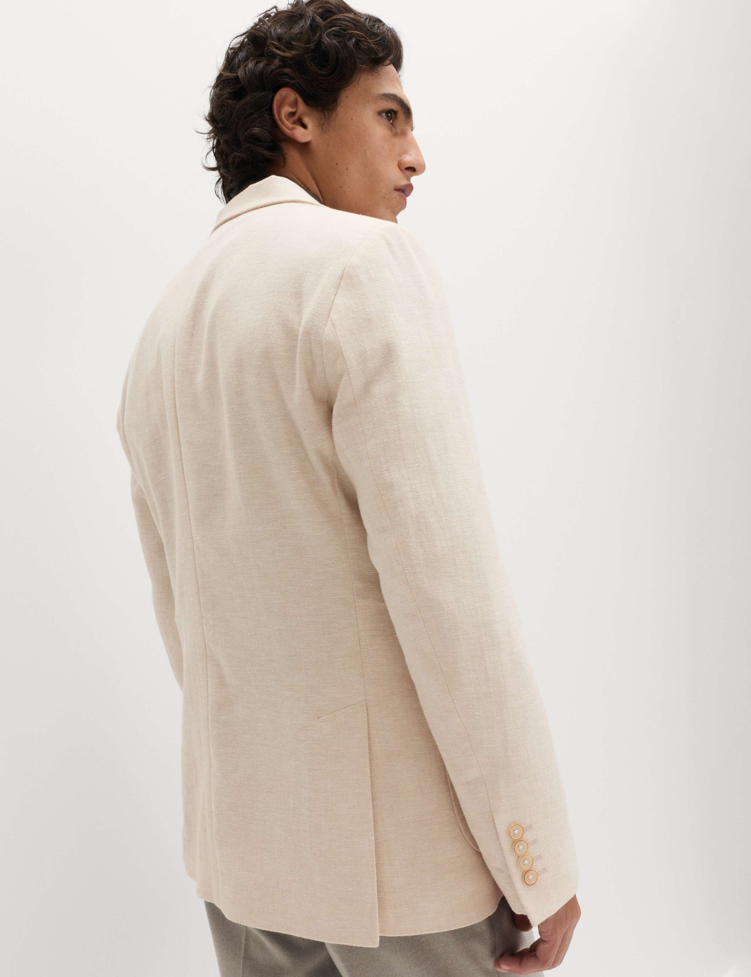 Tailored Fit Linen Cotton Blend Herringbone Blazer 7 of 7