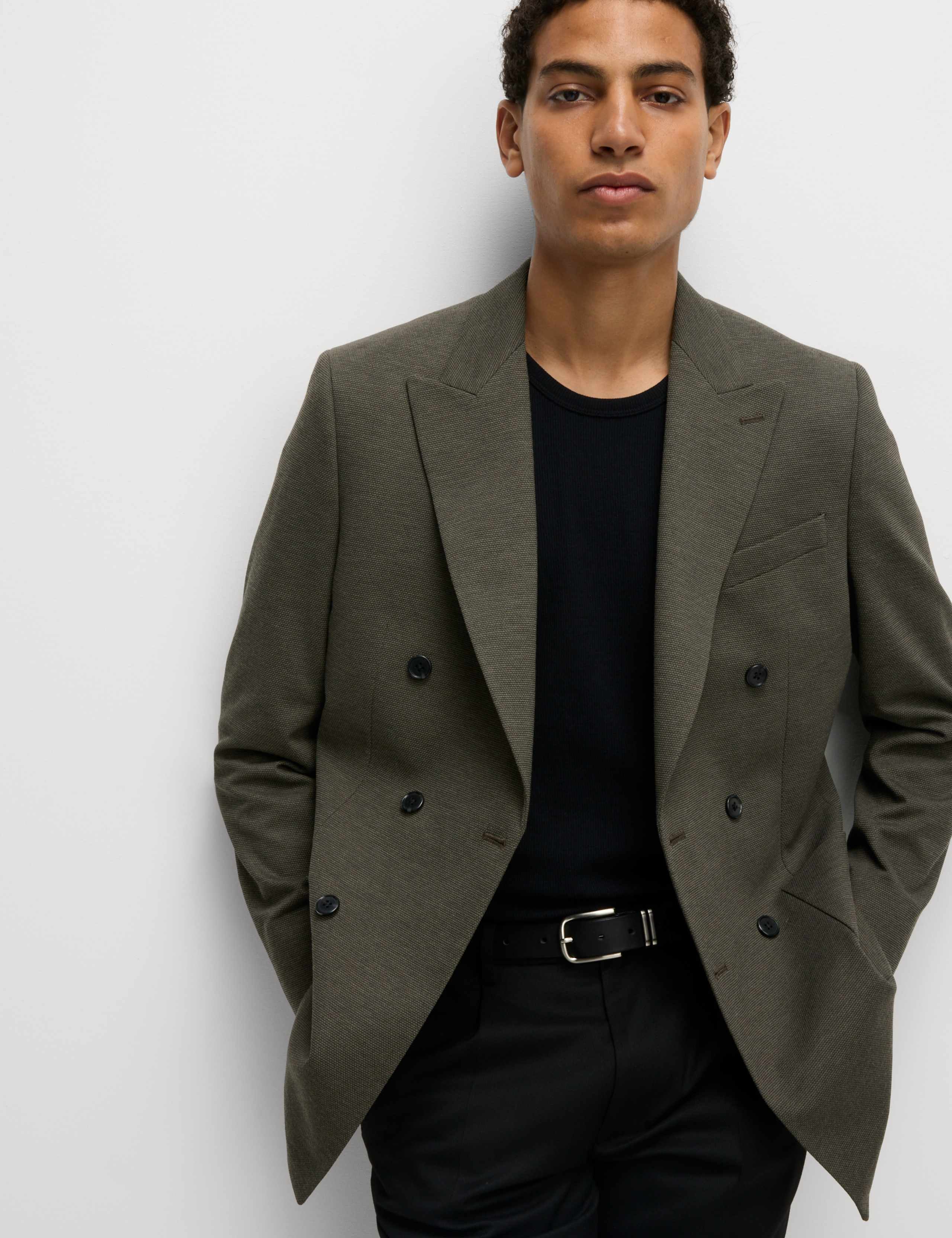 Tailored Fit Jersey Double Breasted Blazer 1 of 7