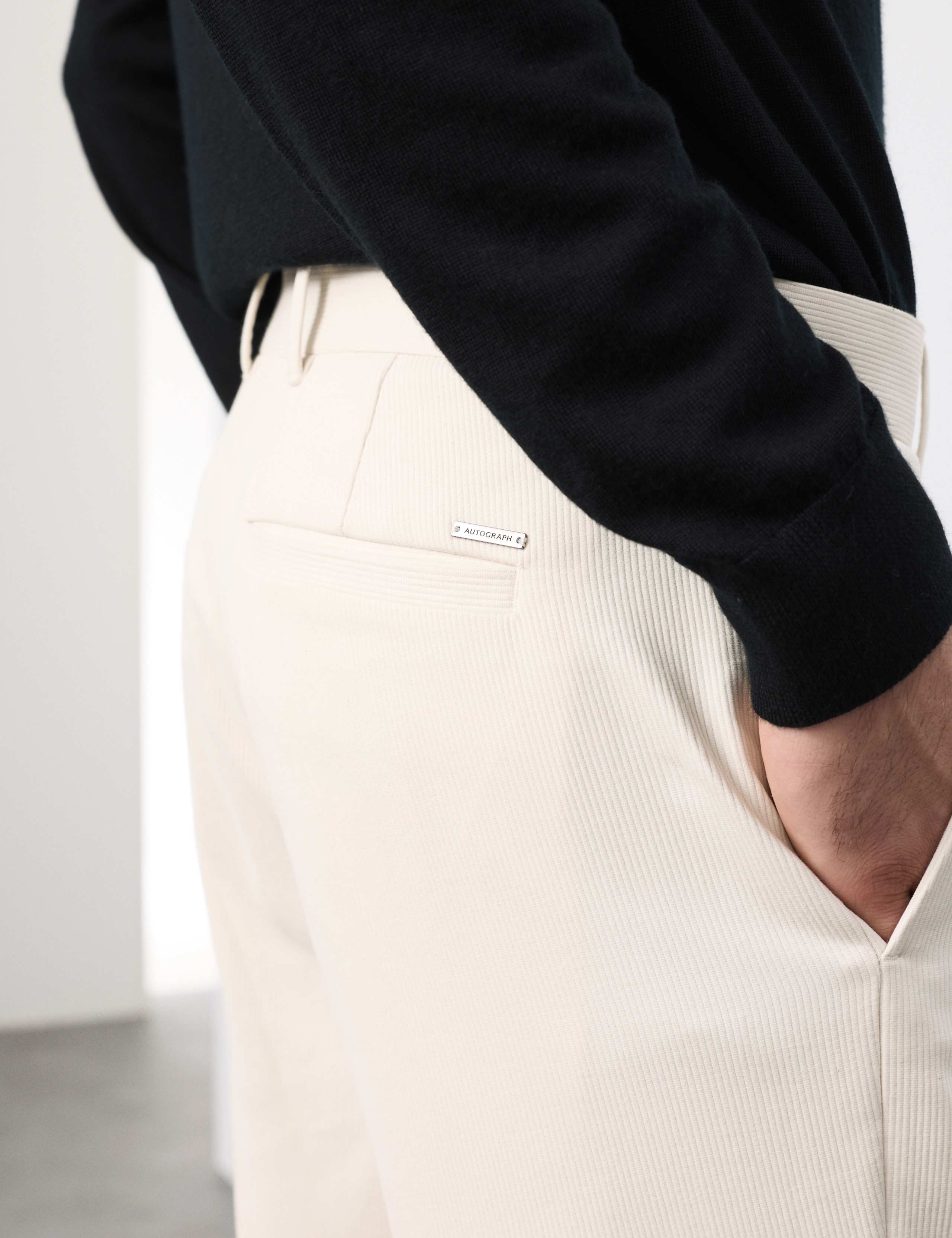 Straight Fit Bedford Cord Smart Trousers 3 of 7
