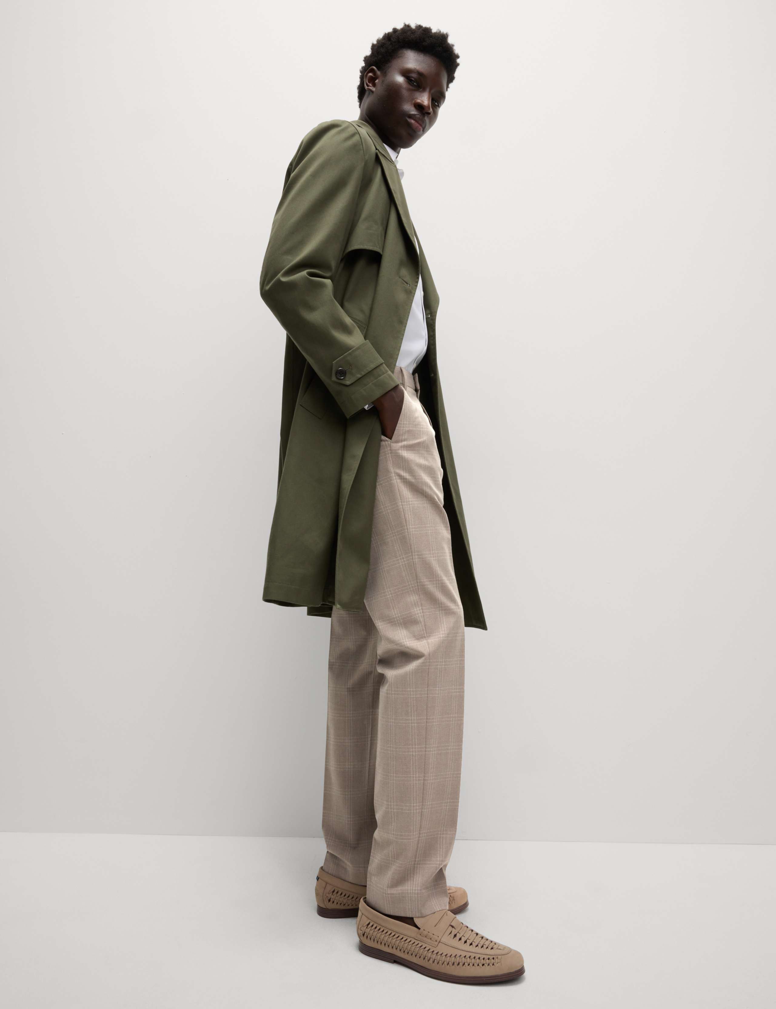 Tailored Fit Flat Front Check Trousers 4 of 6