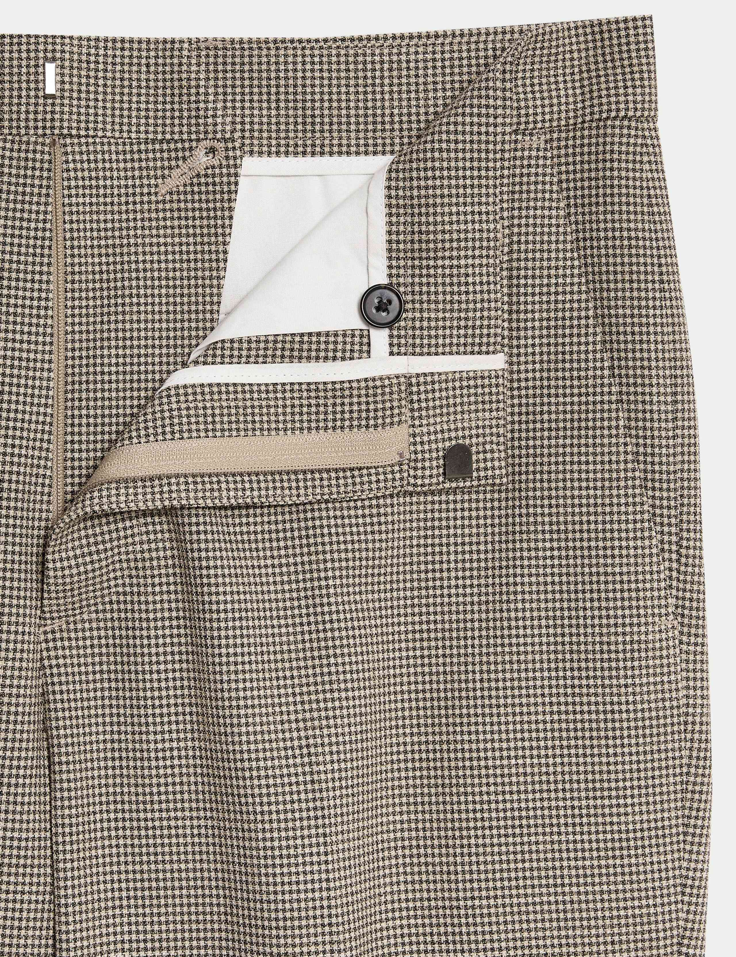 Tailored Fit Puppytooth Flat Front Trousers 3 of 7