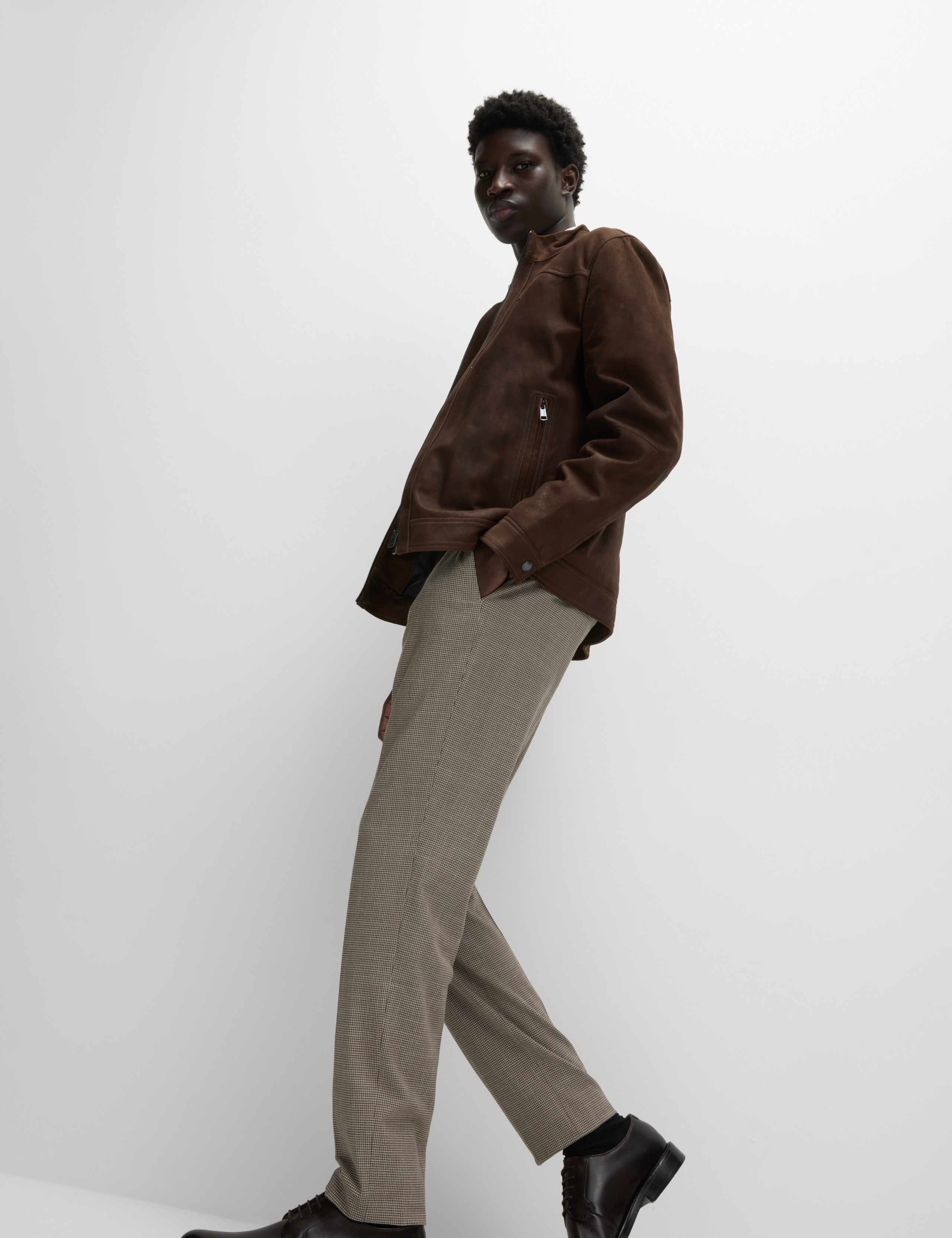 Tailored Fit Puppytooth Flat Front Trousers 6 of 7
