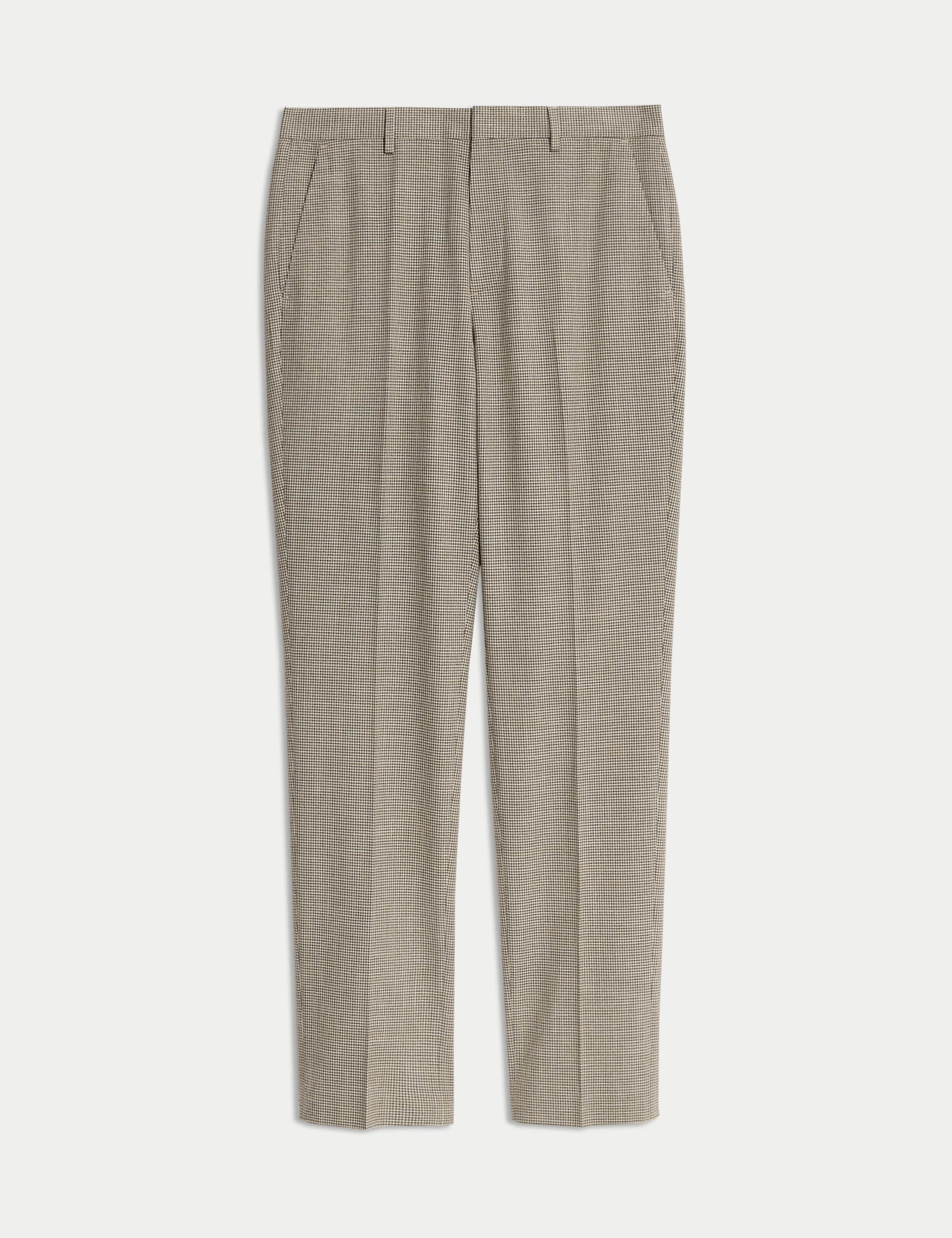 Tailored Fit Puppytooth Flat Front Trousers 2 of 7