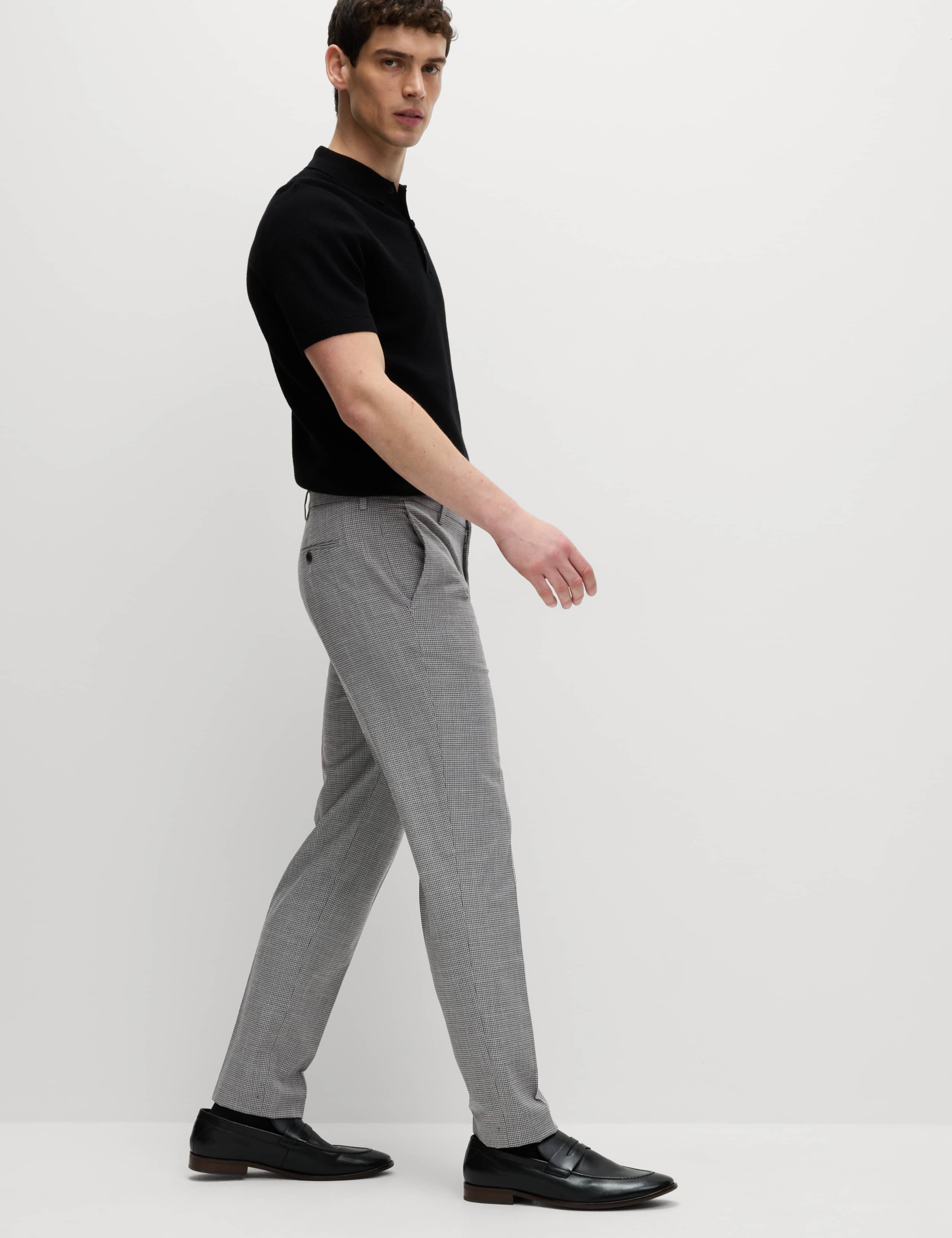 Tailored Fit Puppytooth Flat Front Trousers 6 of 7