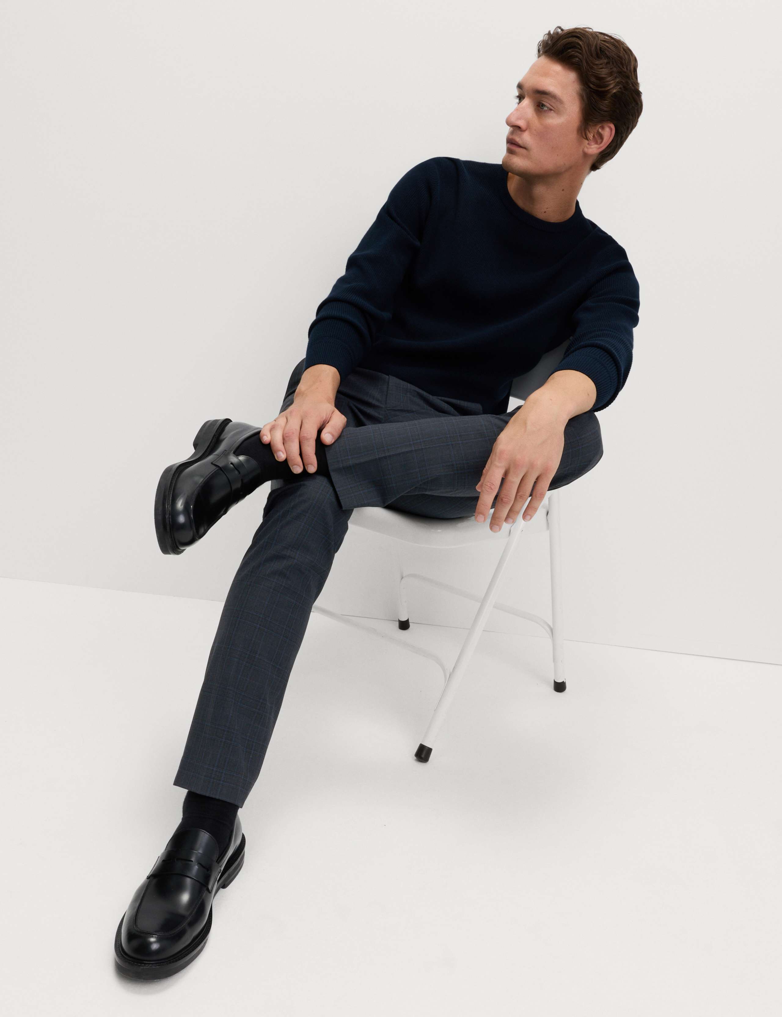 Tailored Fit Checked Trousers 6 of 8