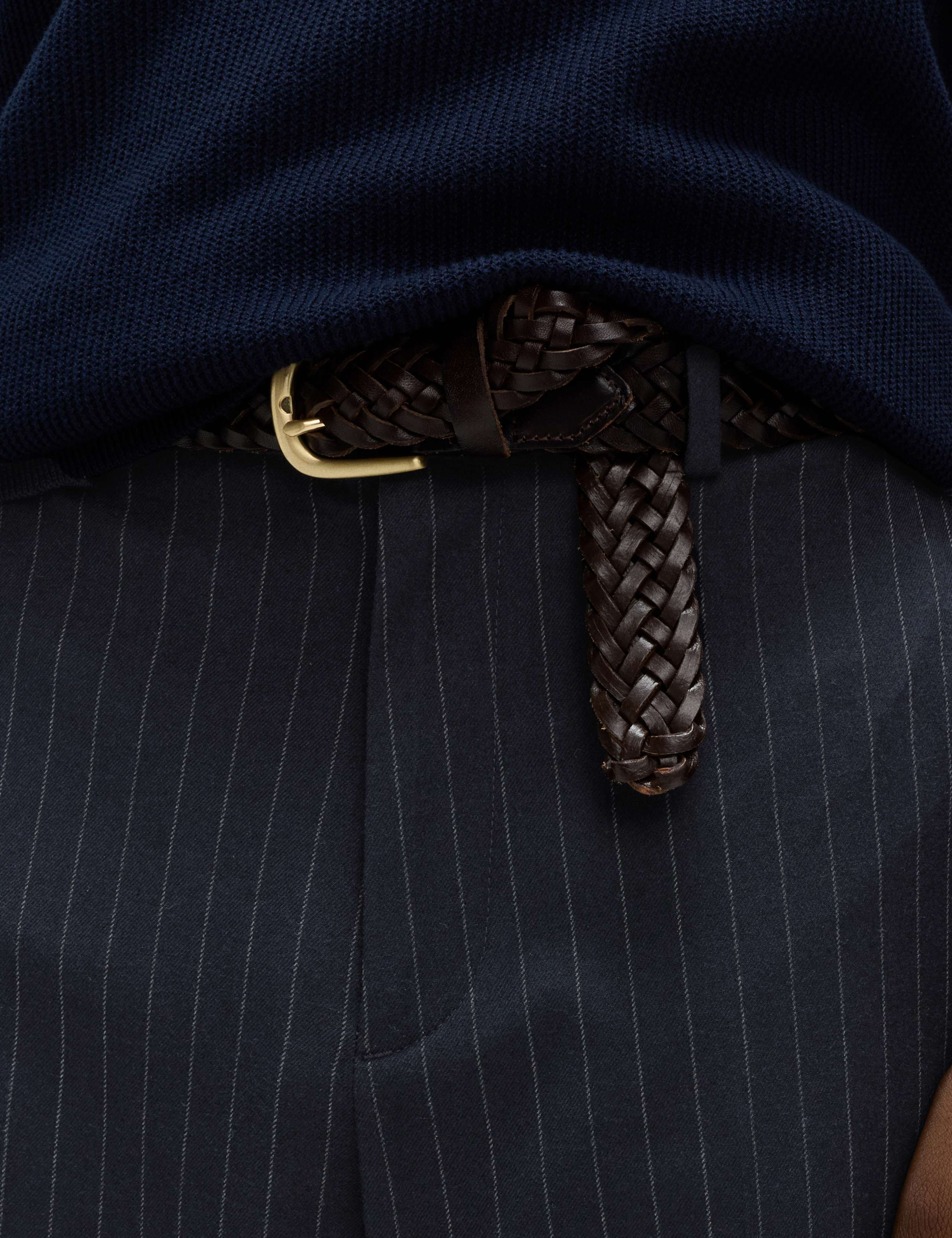 Relaxed Fit Pinstripe Flat Front Trousers 4 of 5