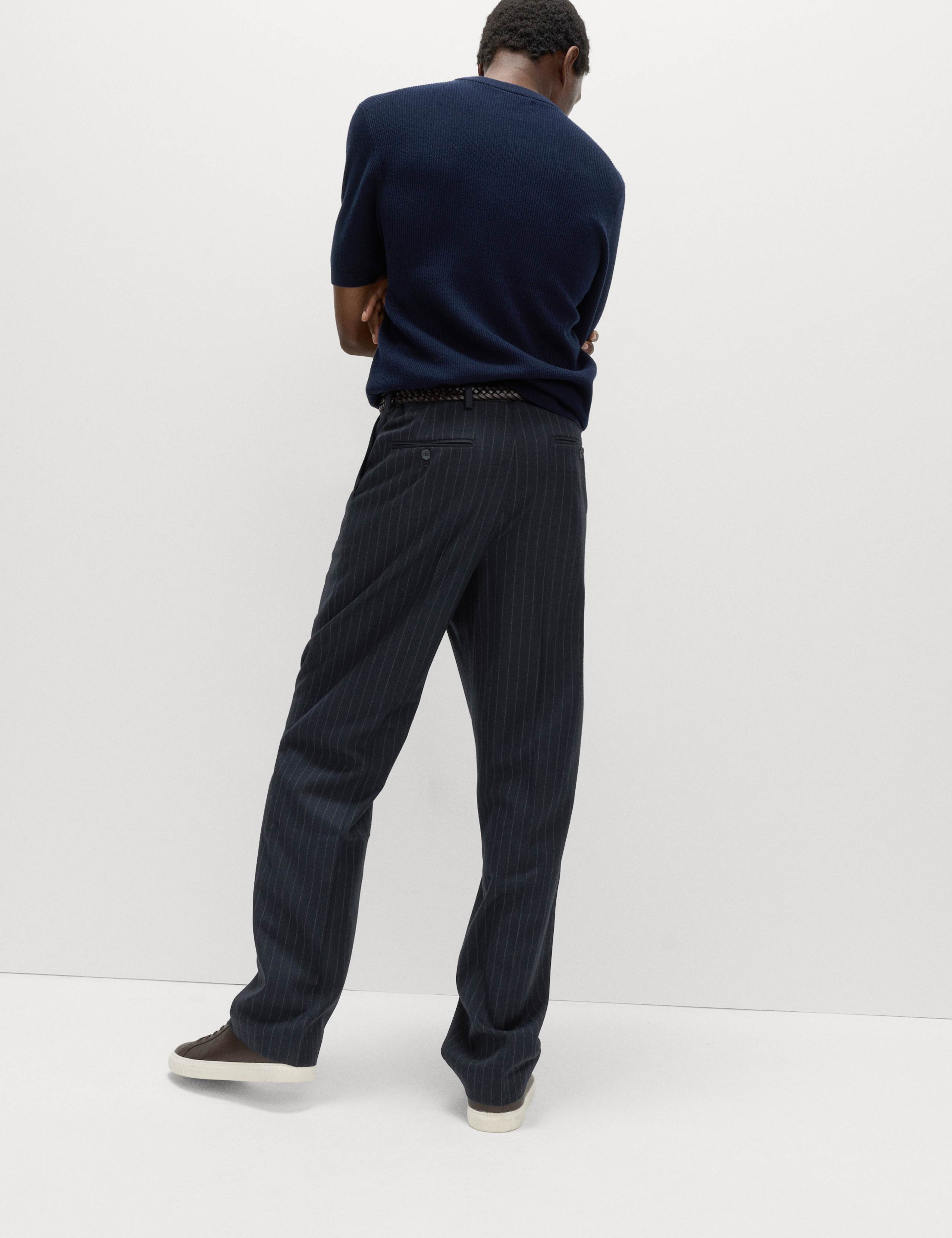 Relaxed Fit Pinstripe Flat Front Trousers 5 of 5