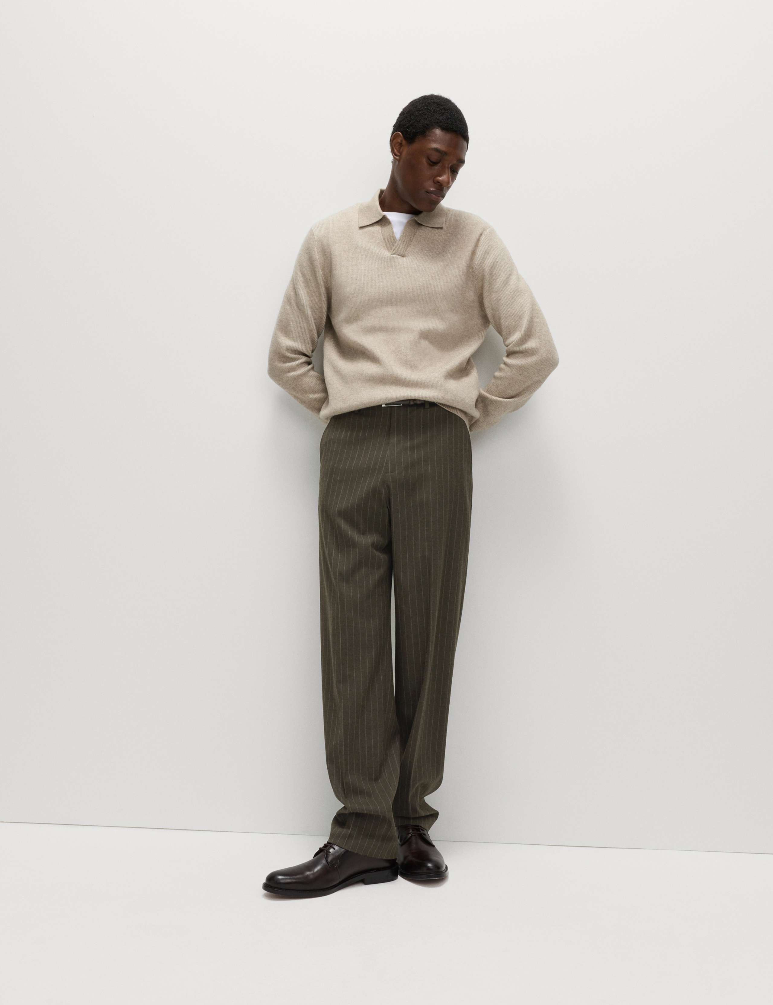 Relaxed Fit Pinstripe Flat Front Trousers 4 of 6