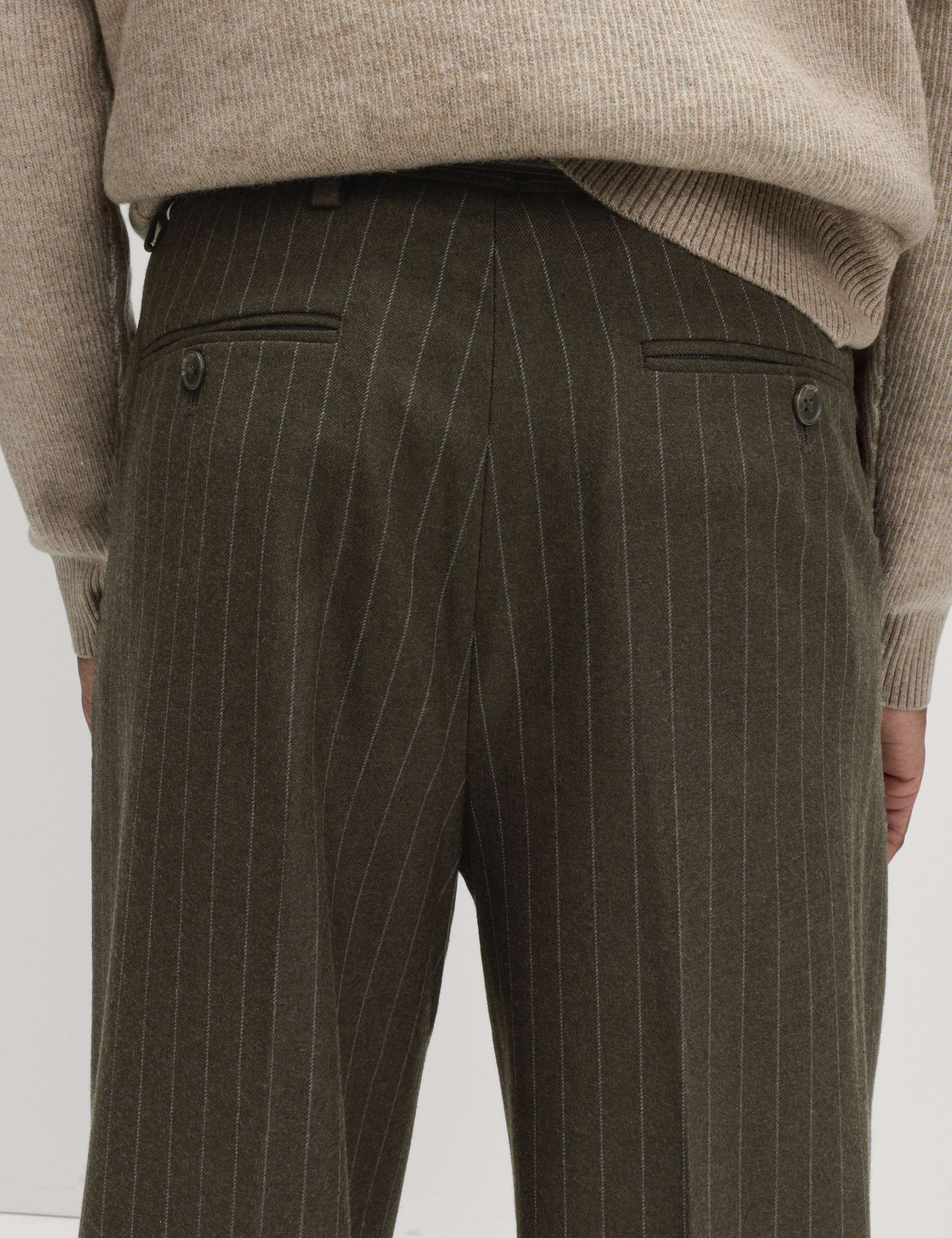 Relaxed Fit Pinstripe Flat Front Trousers 5 of 6