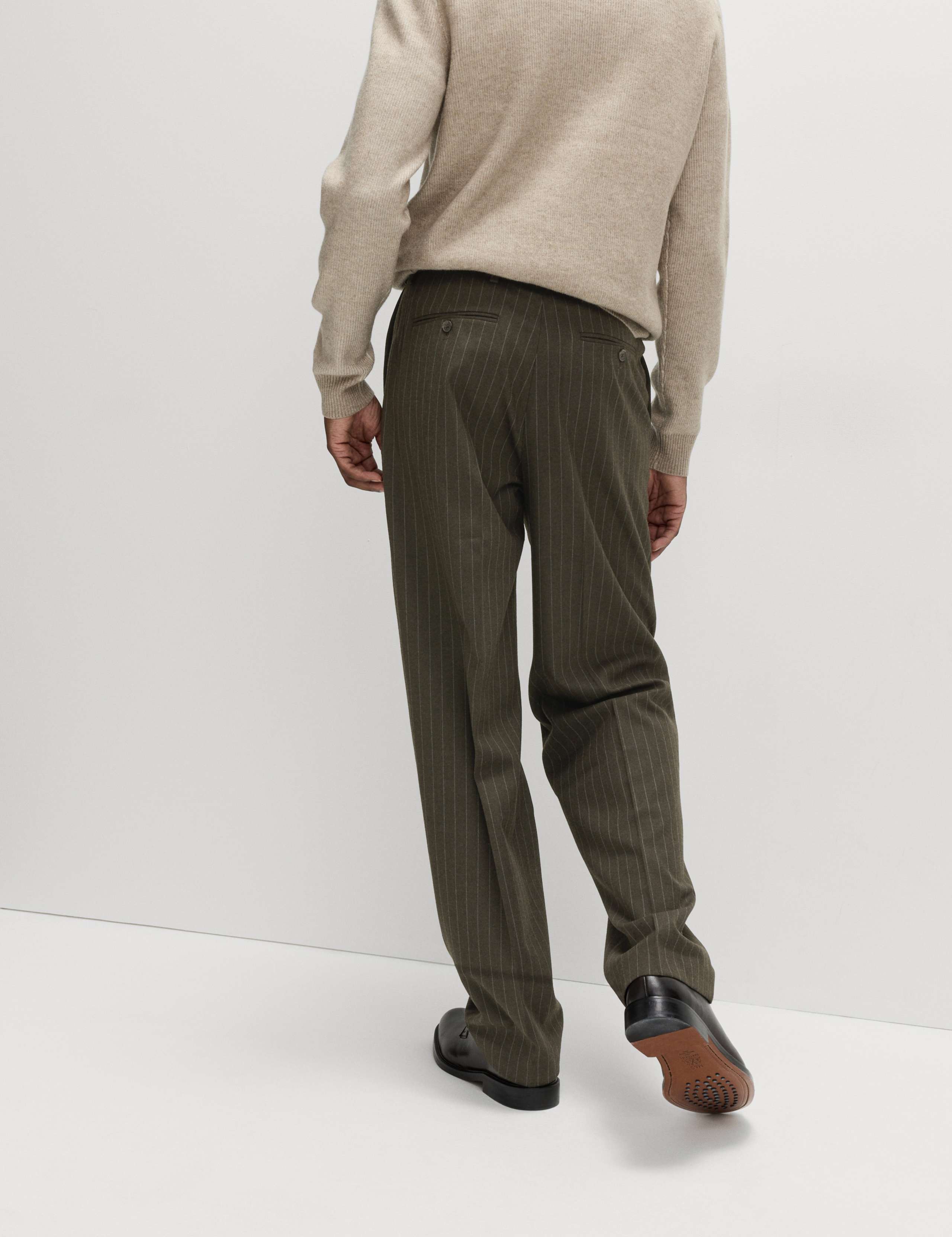 Relaxed Fit Pinstripe Flat Front Trousers 6 of 6