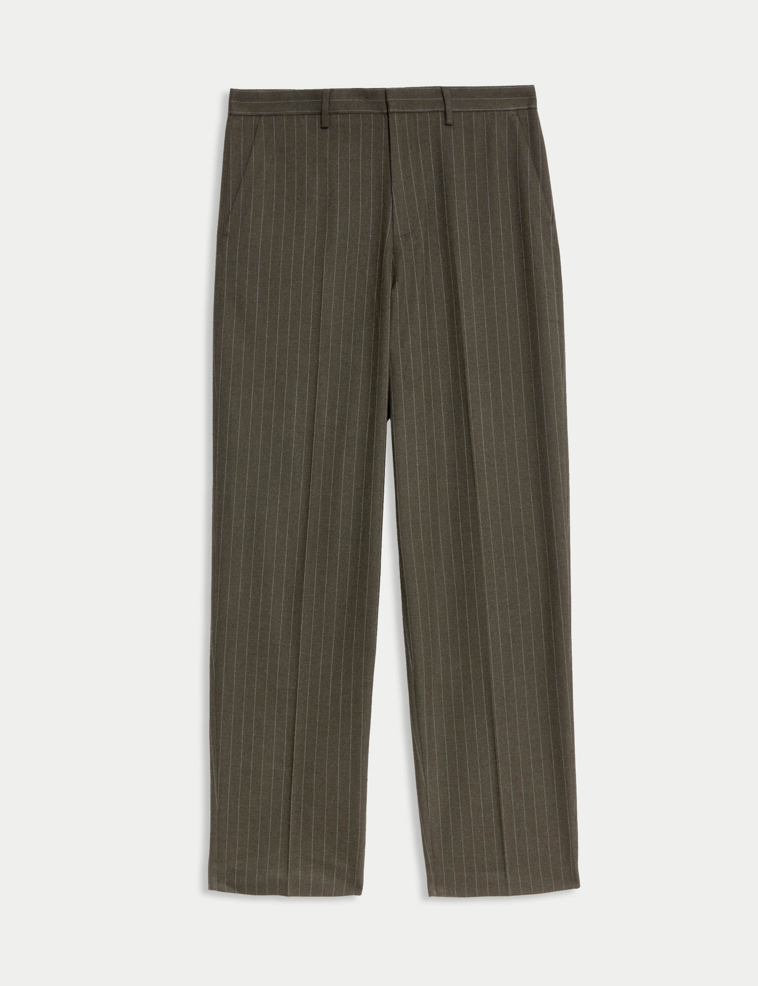 Relaxed Fit Pinstripe Flat Front Trousers 2 of 6