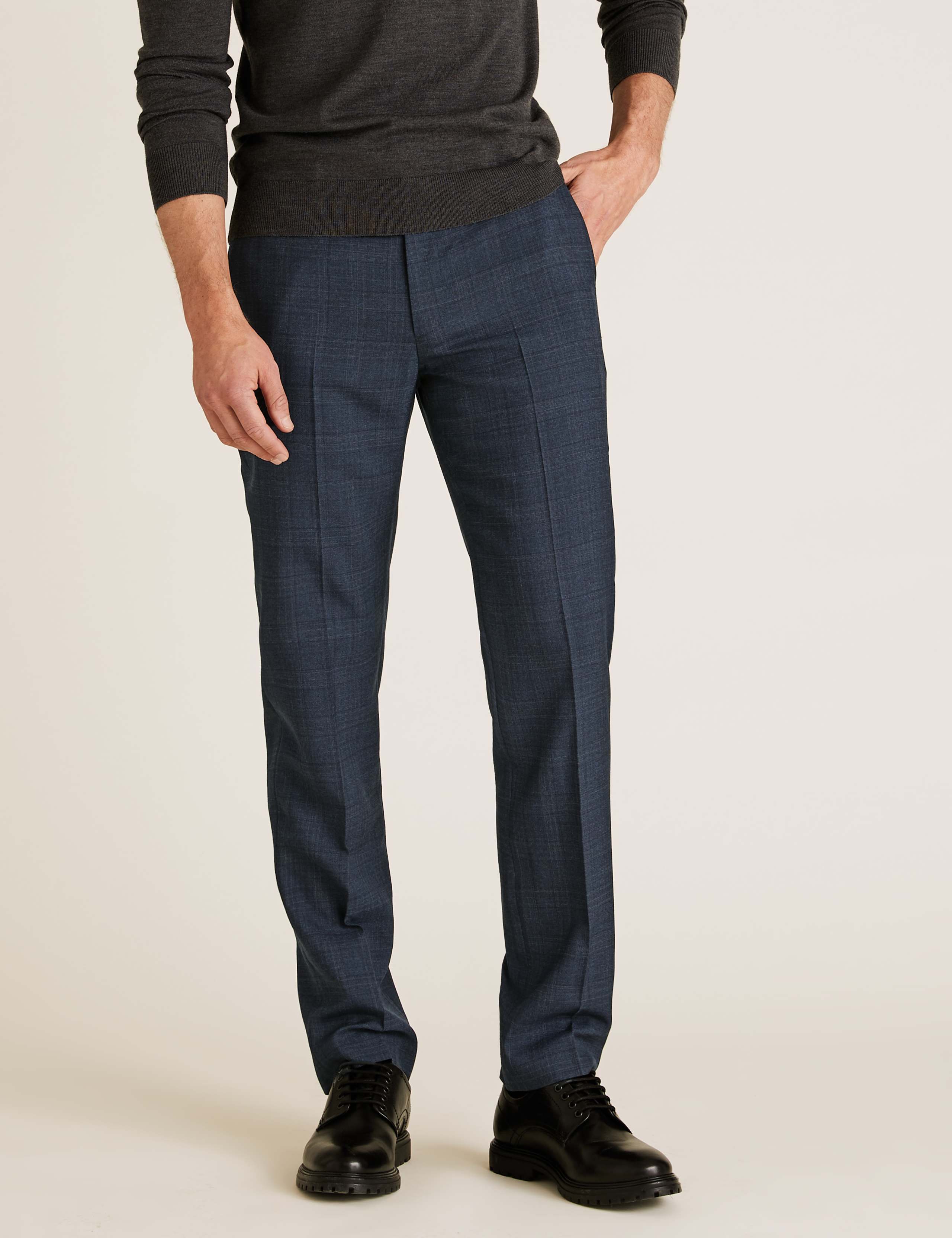 Regular Fit Wool Checked Trousers 3 of 6