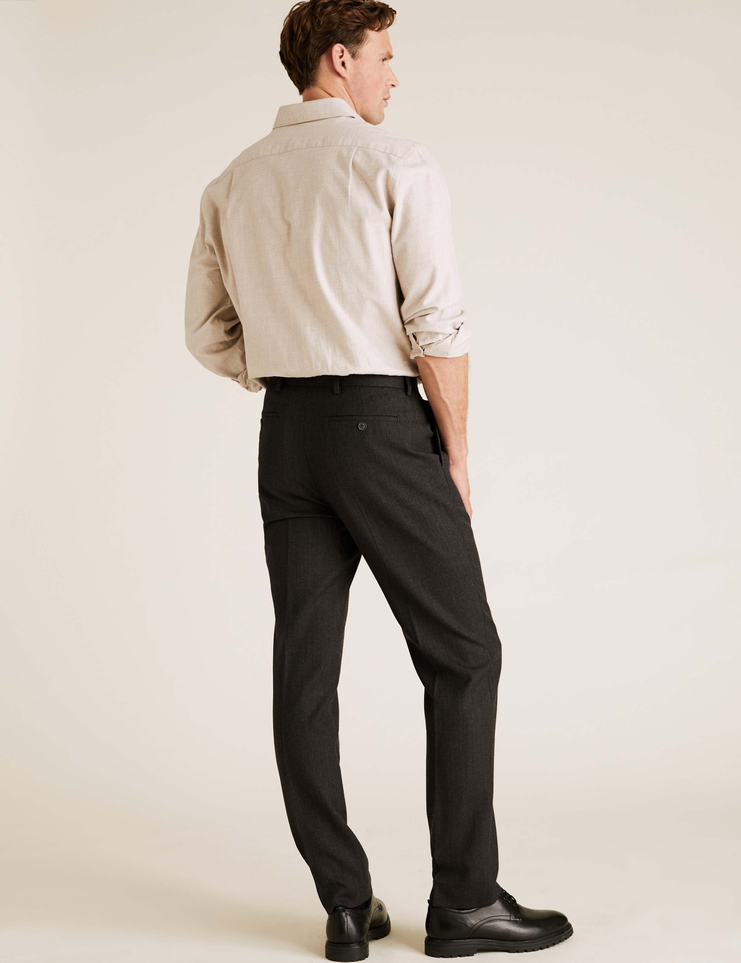 Regular Fit Wool Flat Front Trousers 4 of 6