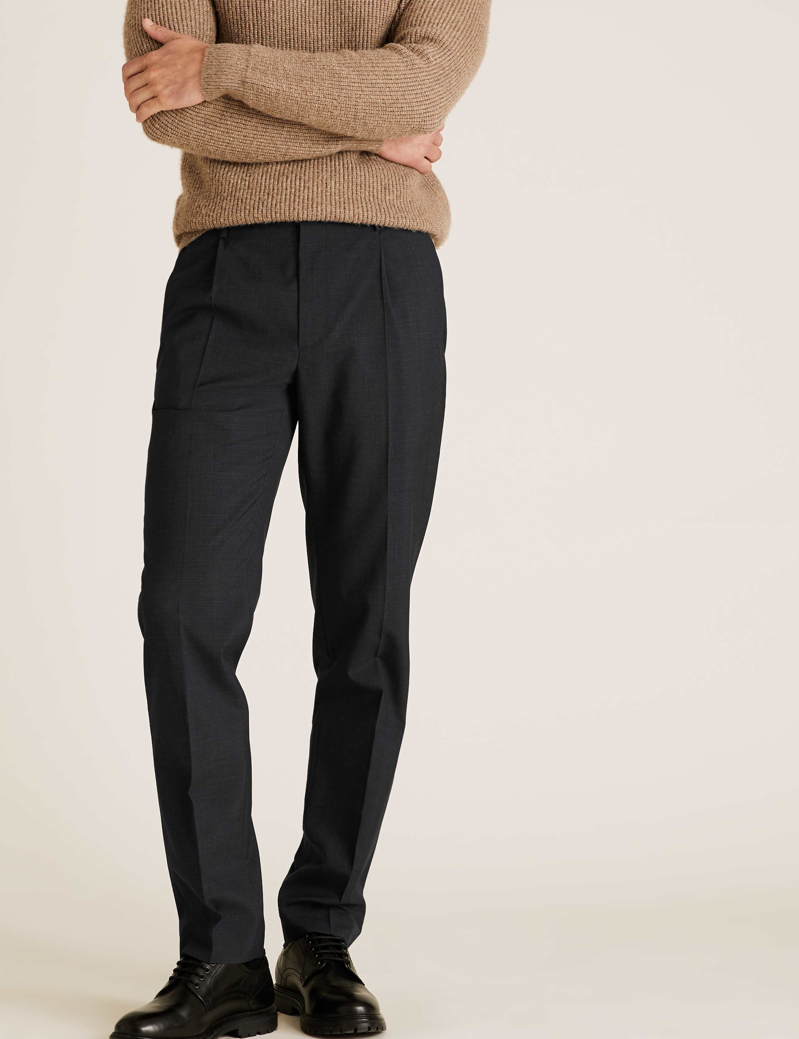 Regular Fit Wool Flat Front Trousers 3 of 6