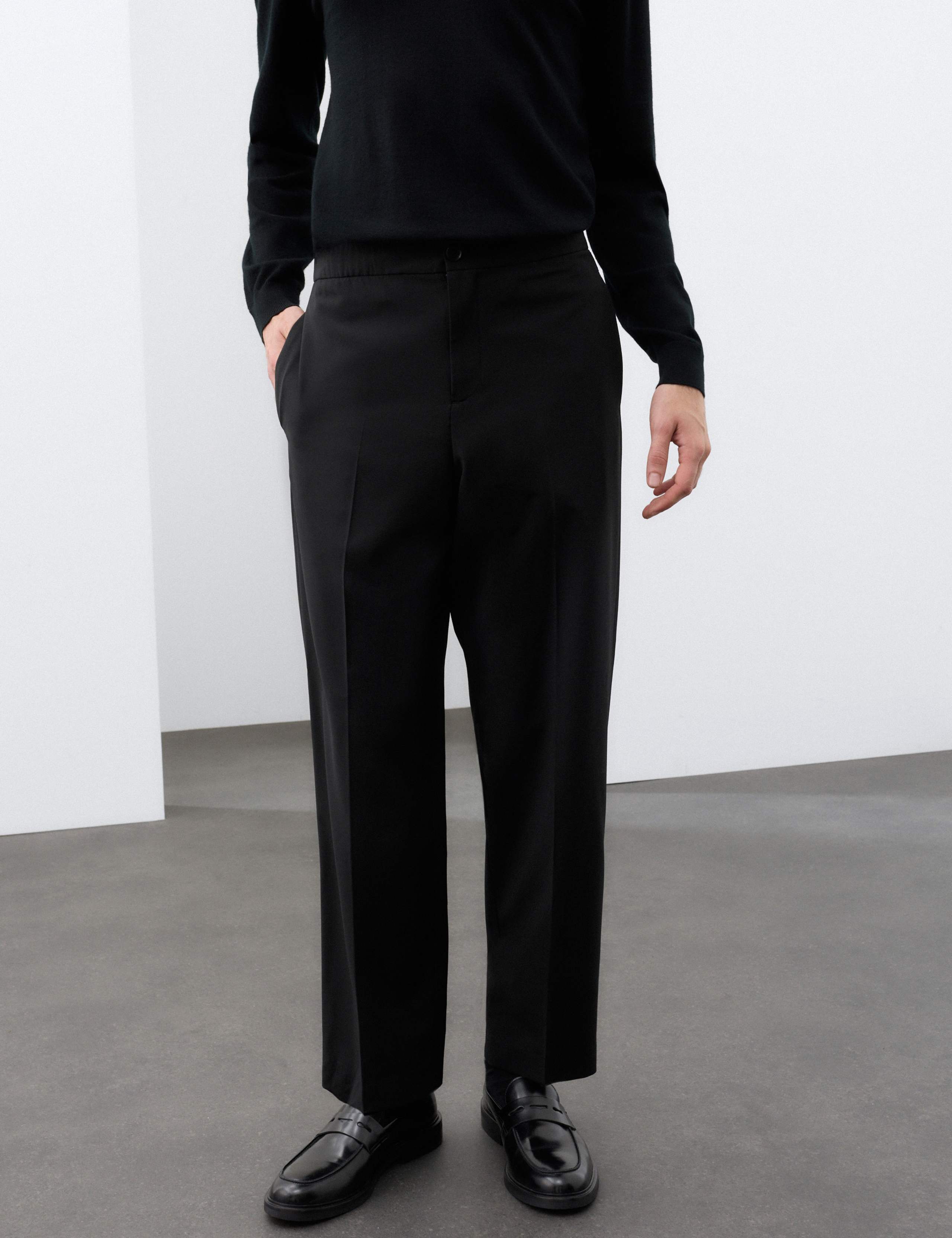 Relaxed Fit Wool Blend Stretch Trousers 1 of 6