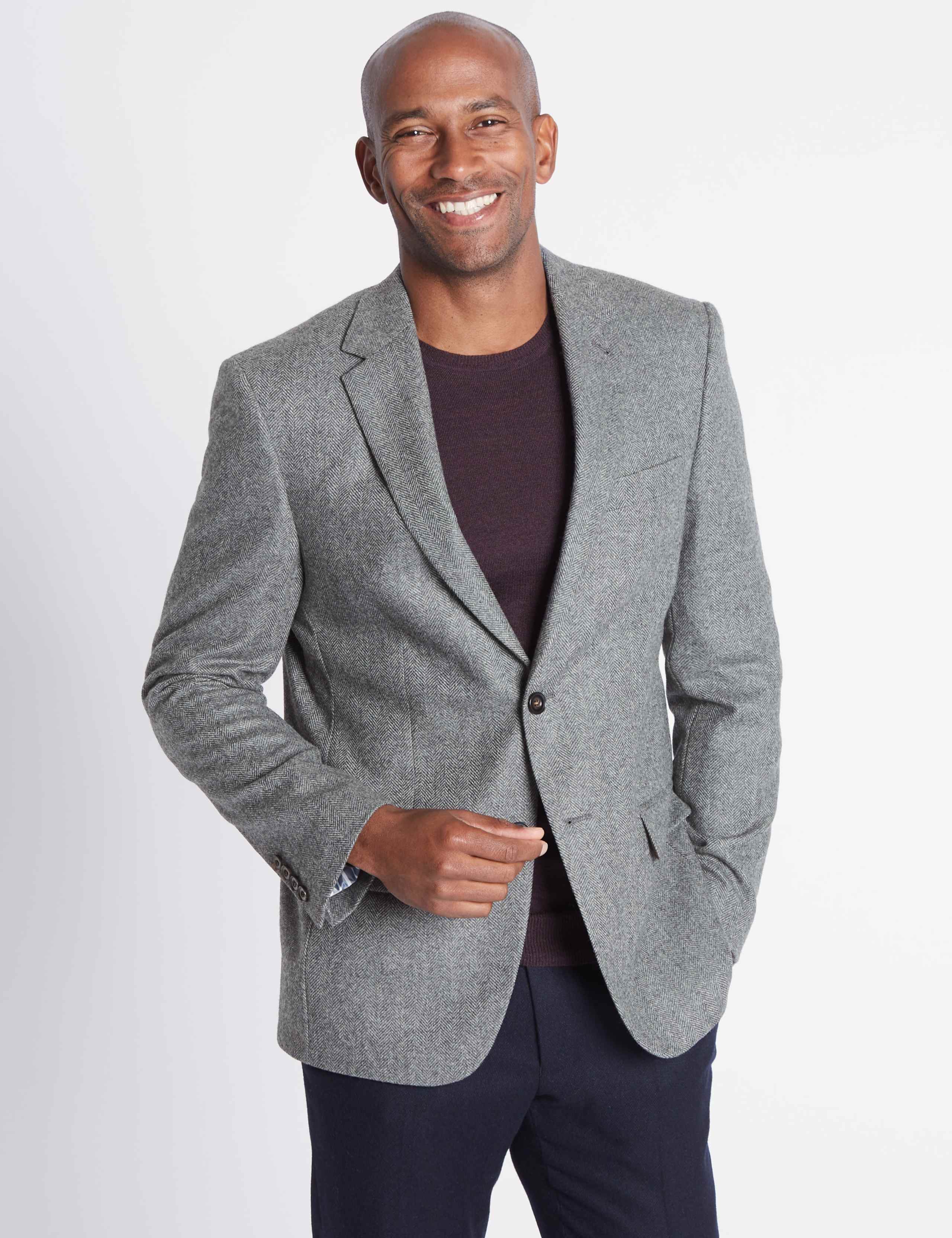 Pure Lambswool Herringbone Jacket 1 of 7