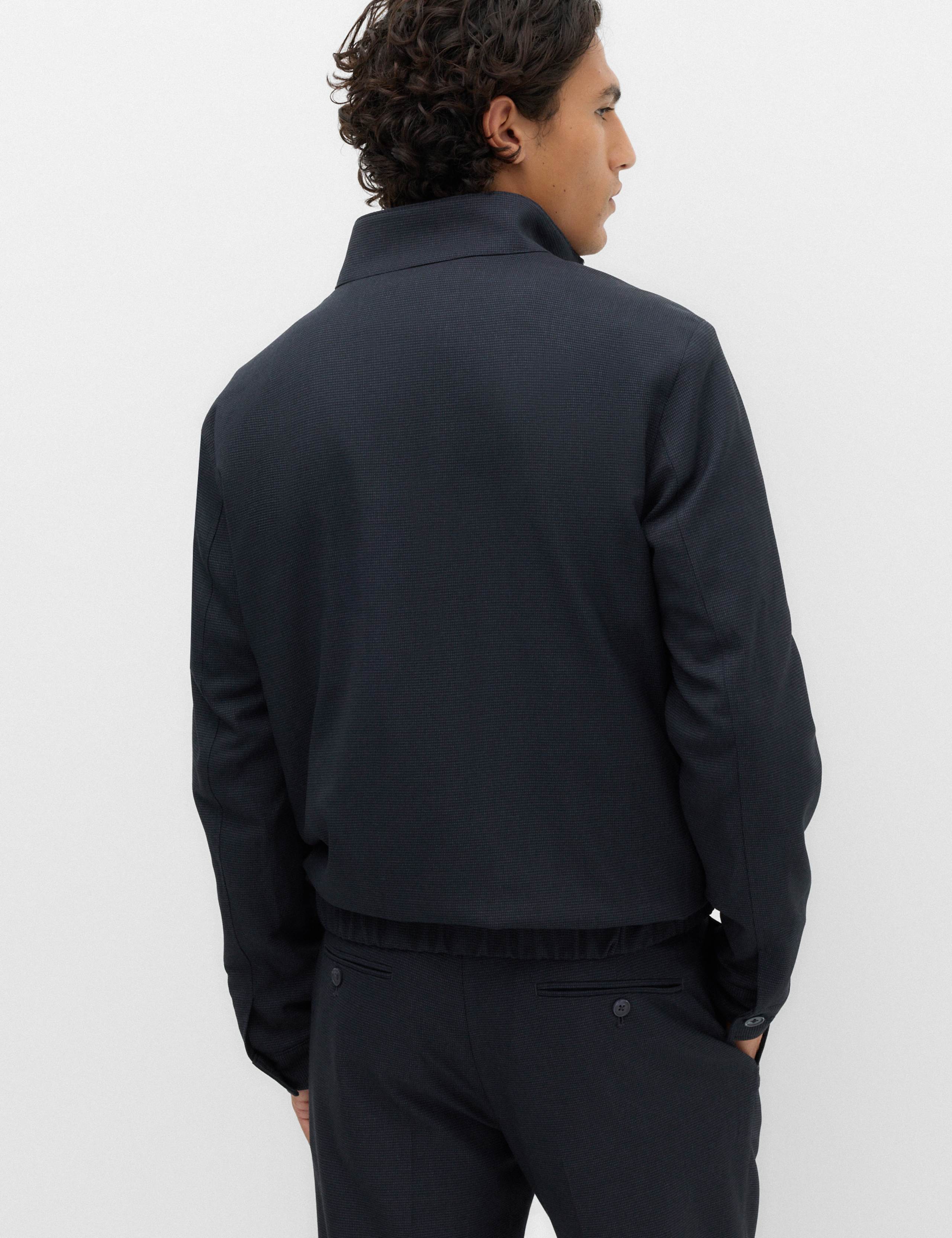Regular Fit Pindot Funnel Neck Suit Jacket 4 of 6