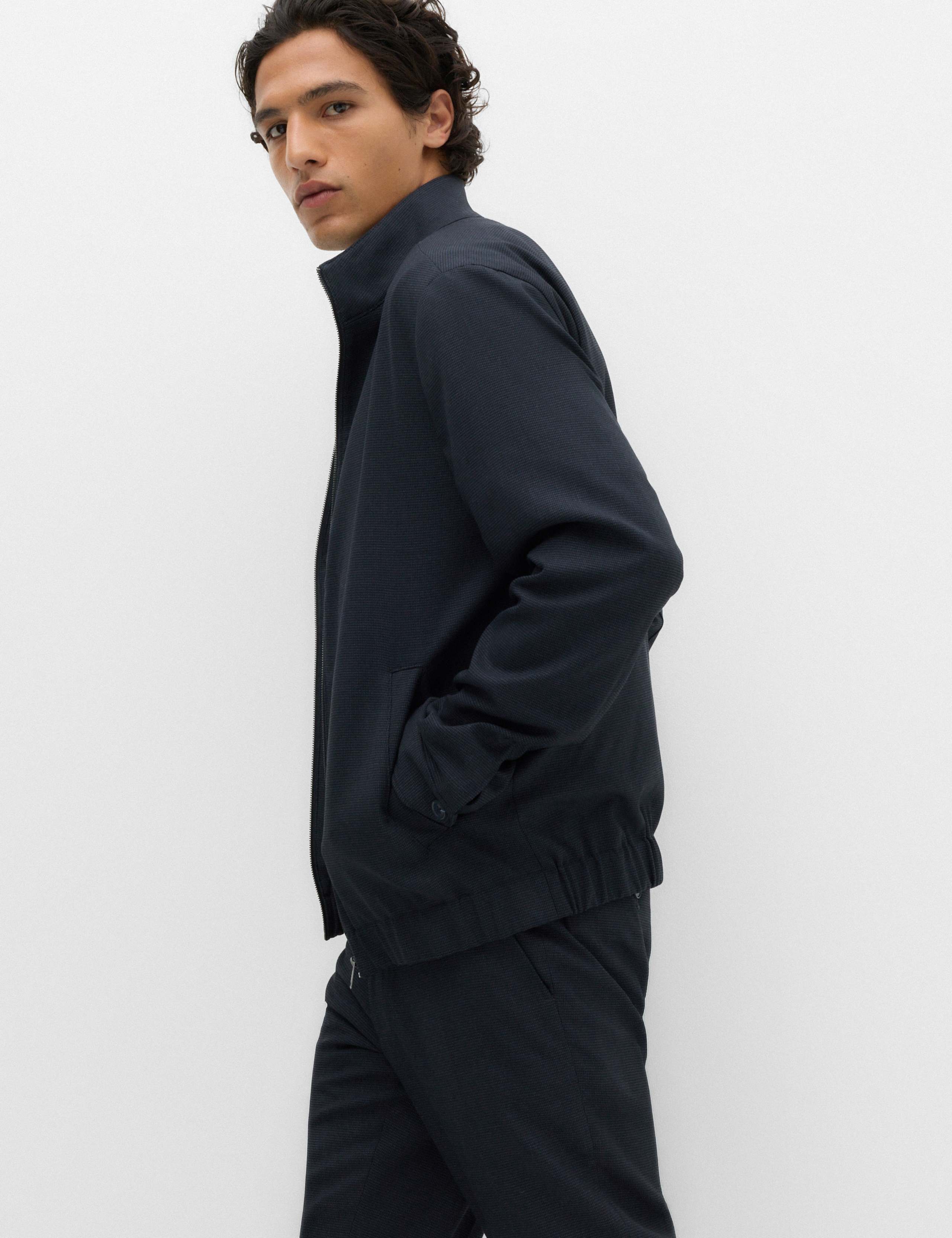 Regular Fit Pindot Funnel Neck Suit Jacket 5 of 6