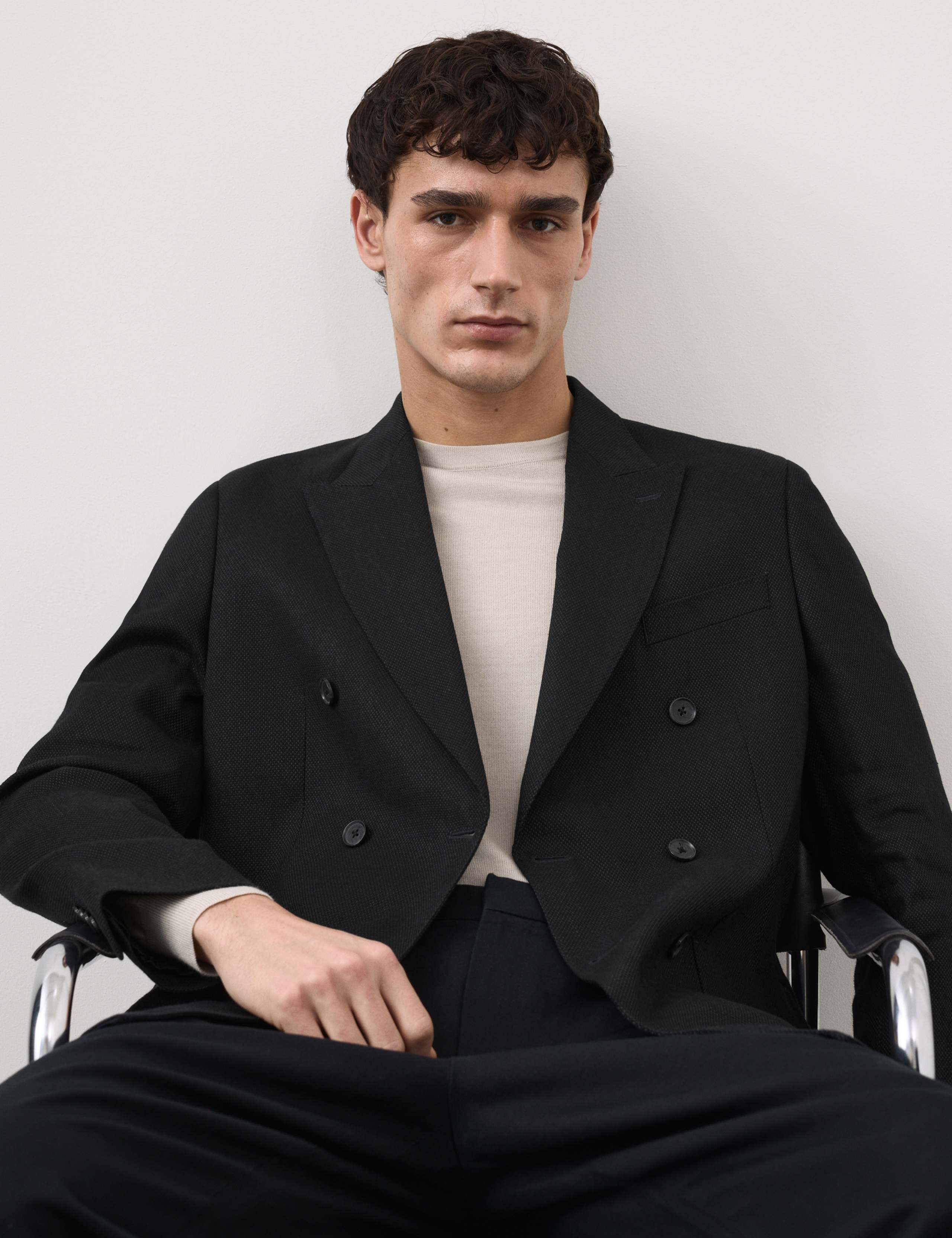 Tailored Fit Italian Linen Blend Double Breasted Blazer 4 of 6