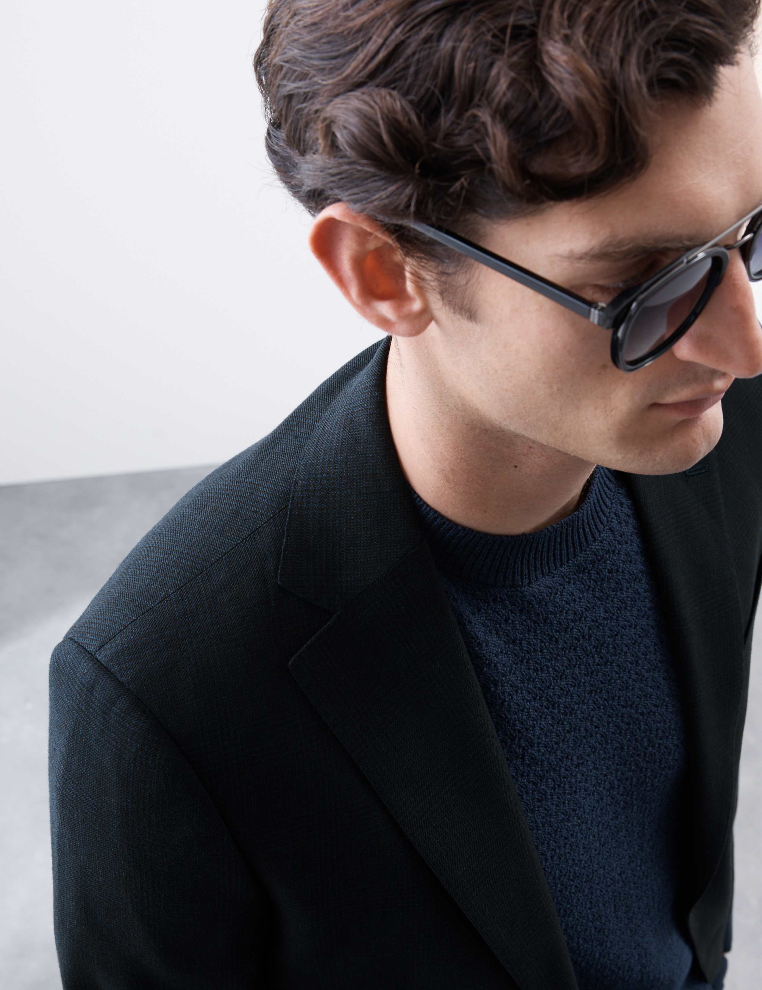 Linen Blend Check Blazer 1 of 7