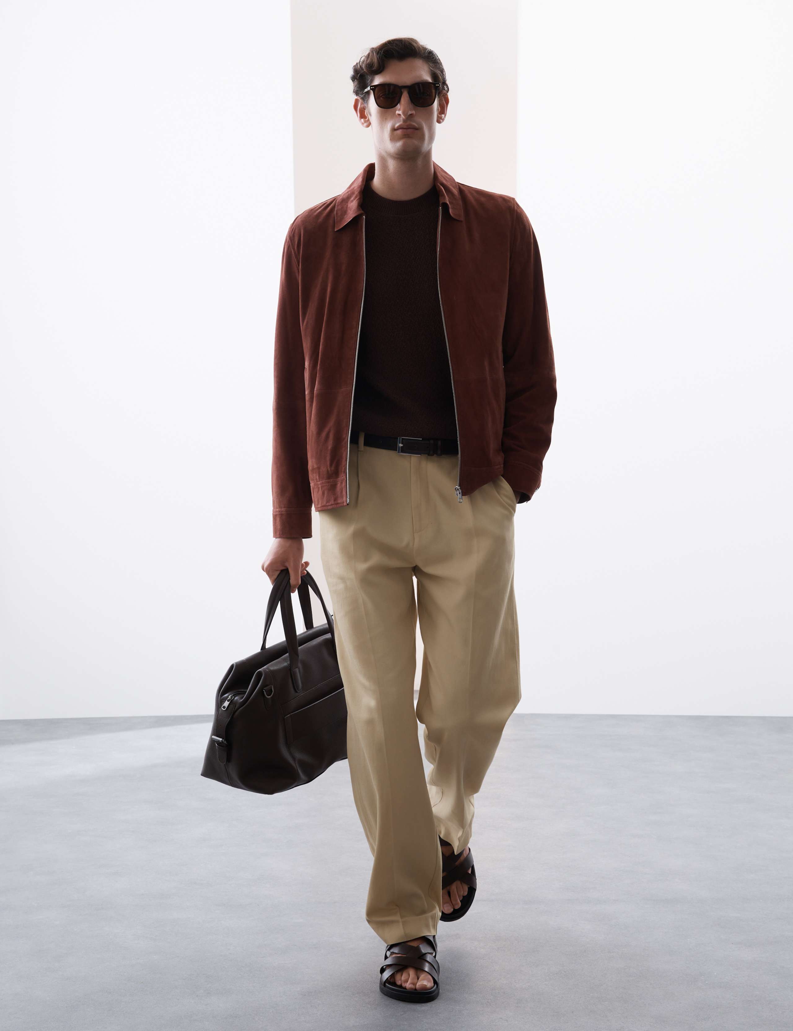 Regular Fit Lyocell Blend Single Pleat Trousers 1 of 6