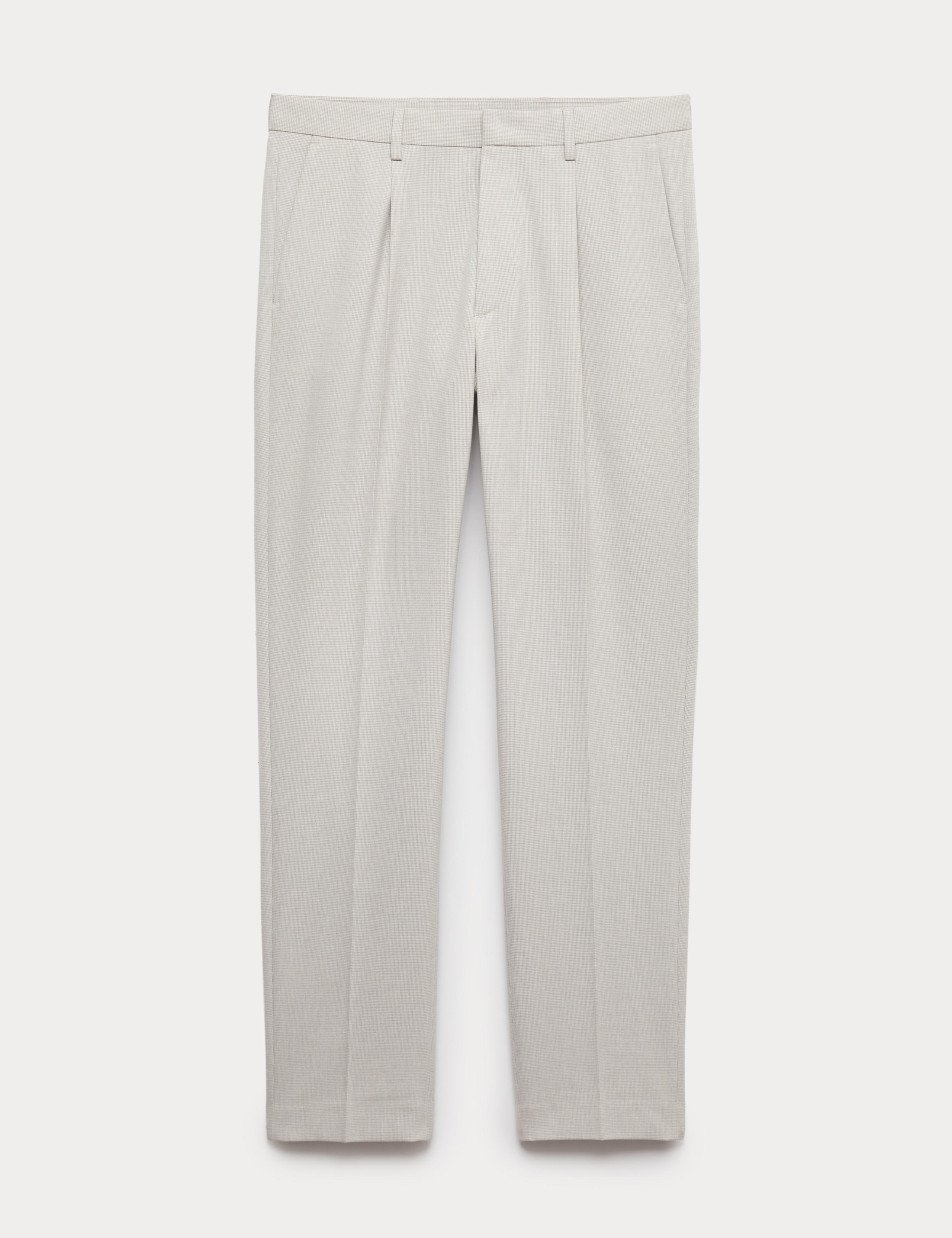 Tailored Fit Flat Front Puppytooth Trousers 2 of 5