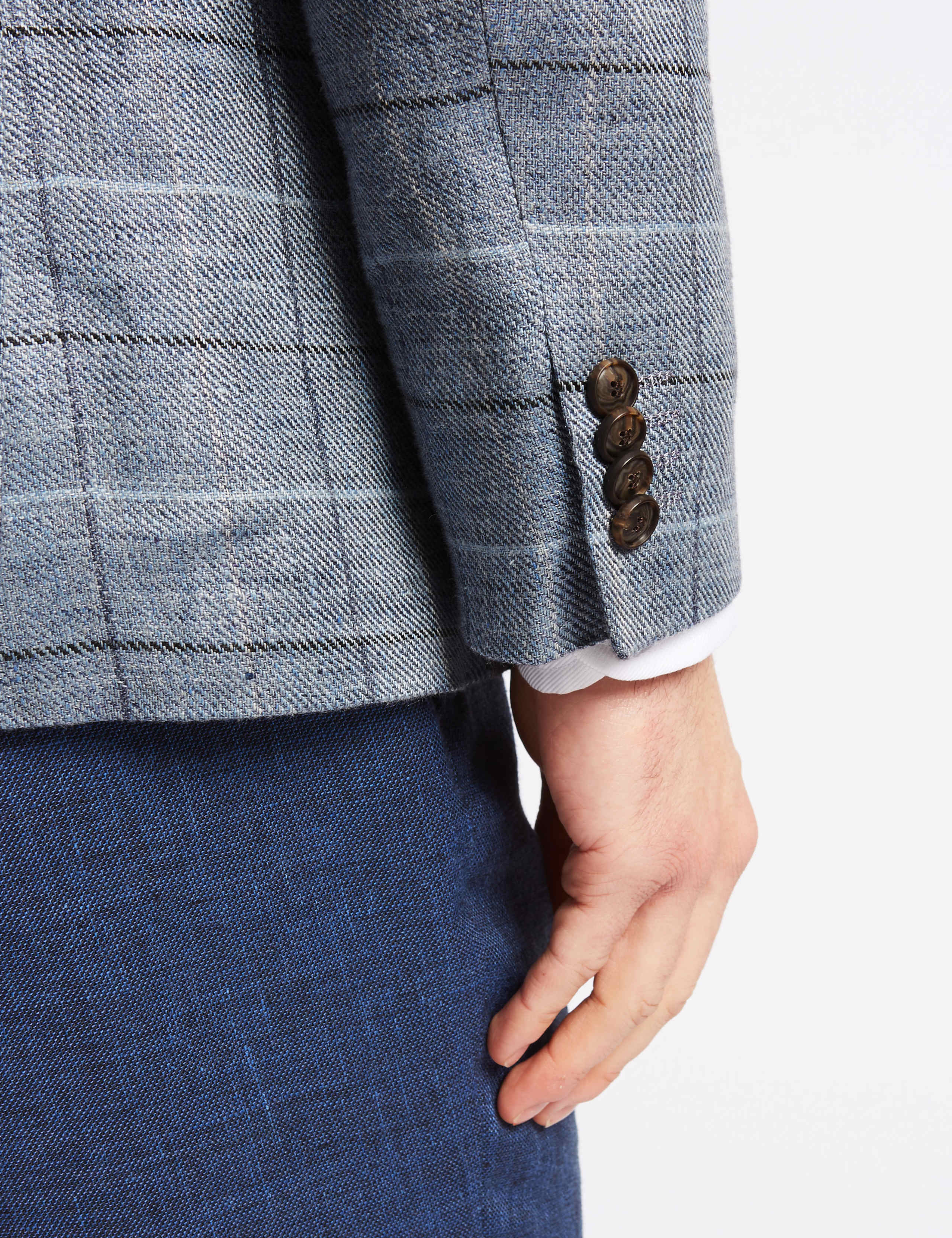 Pure Linen Tailored Fit Checked Jacket 5 of 7