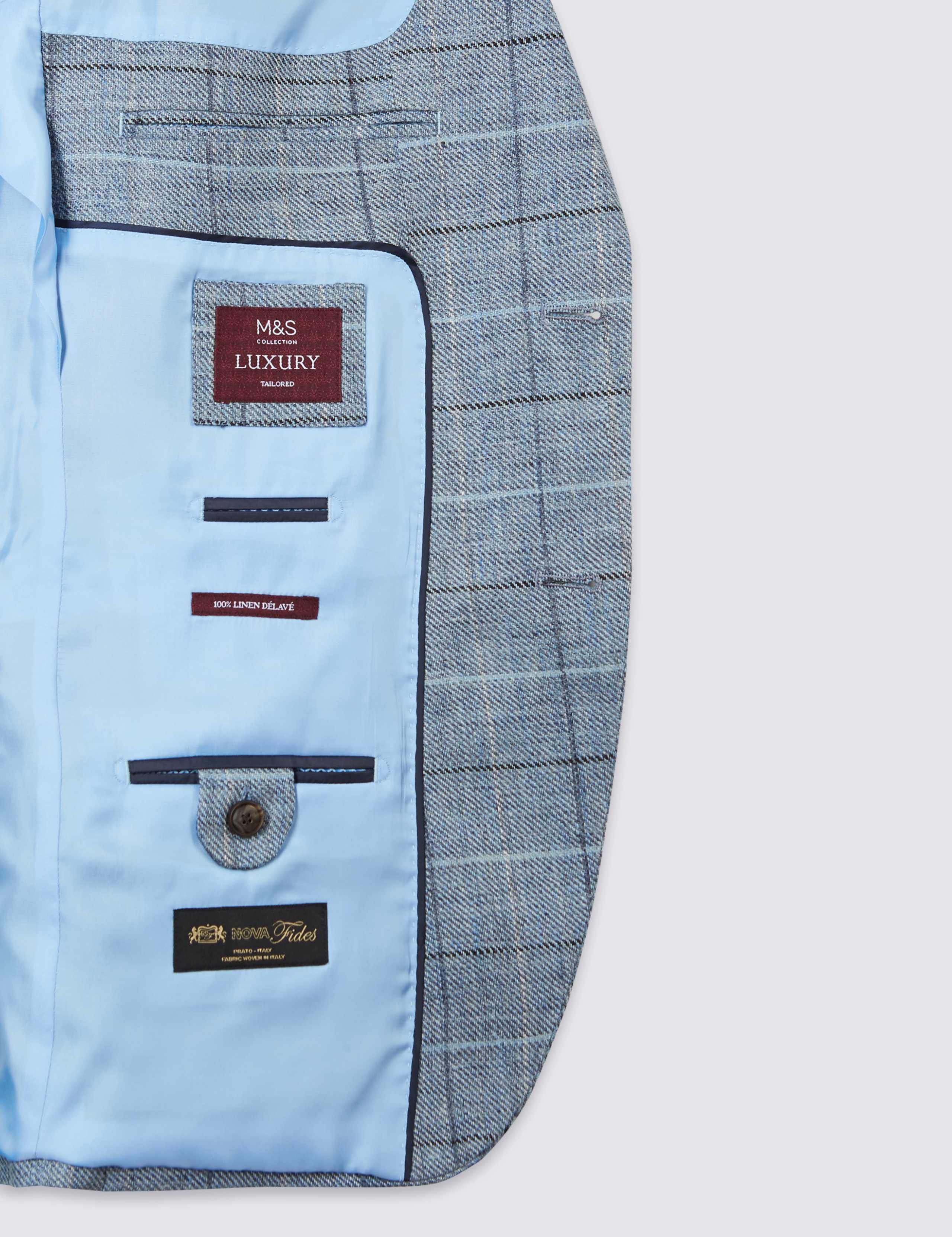 Pure Linen Tailored Fit Checked Jacket 7 of 7