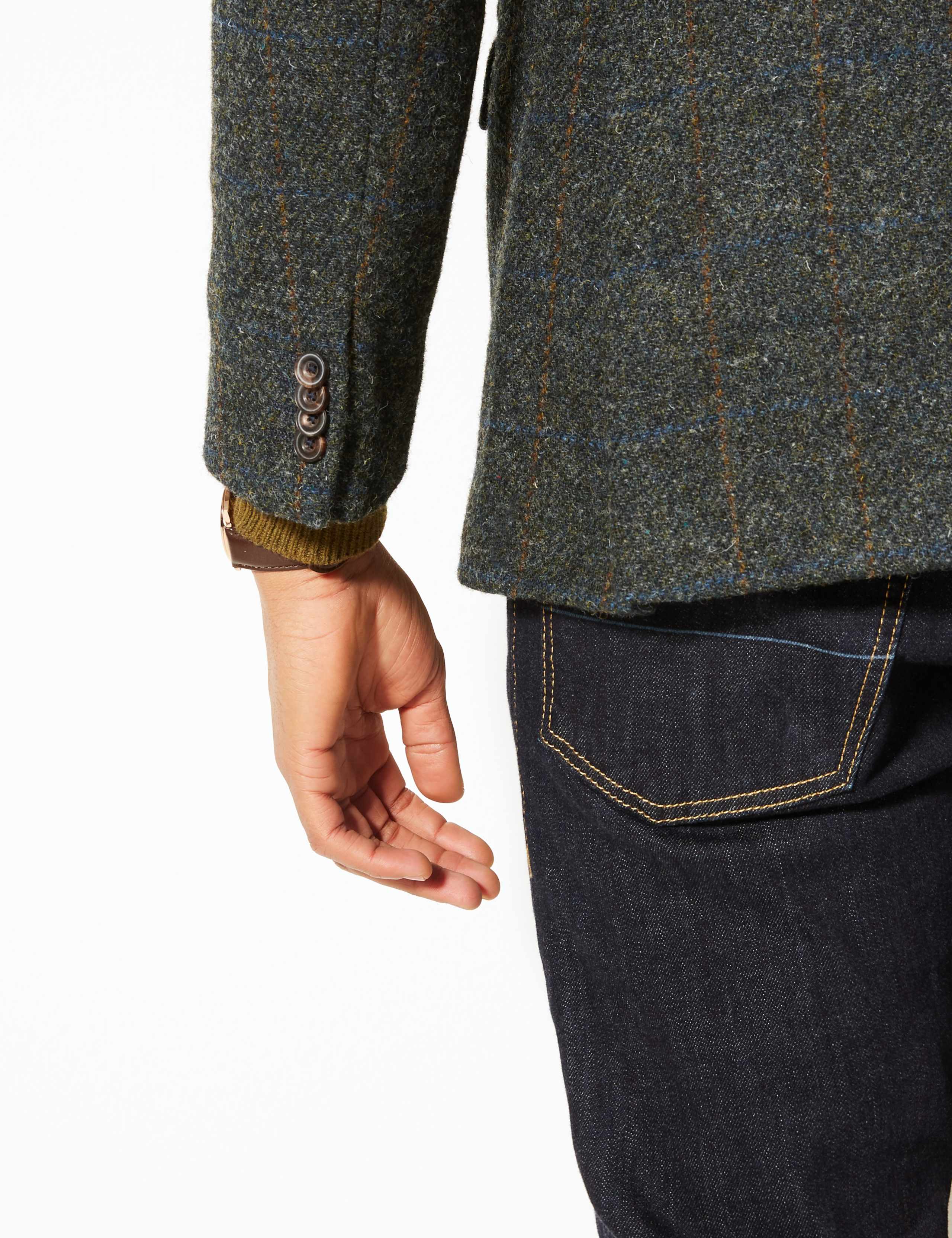 Pure Wool Navy Harris Tweed Tailored Jacket 5 of 7