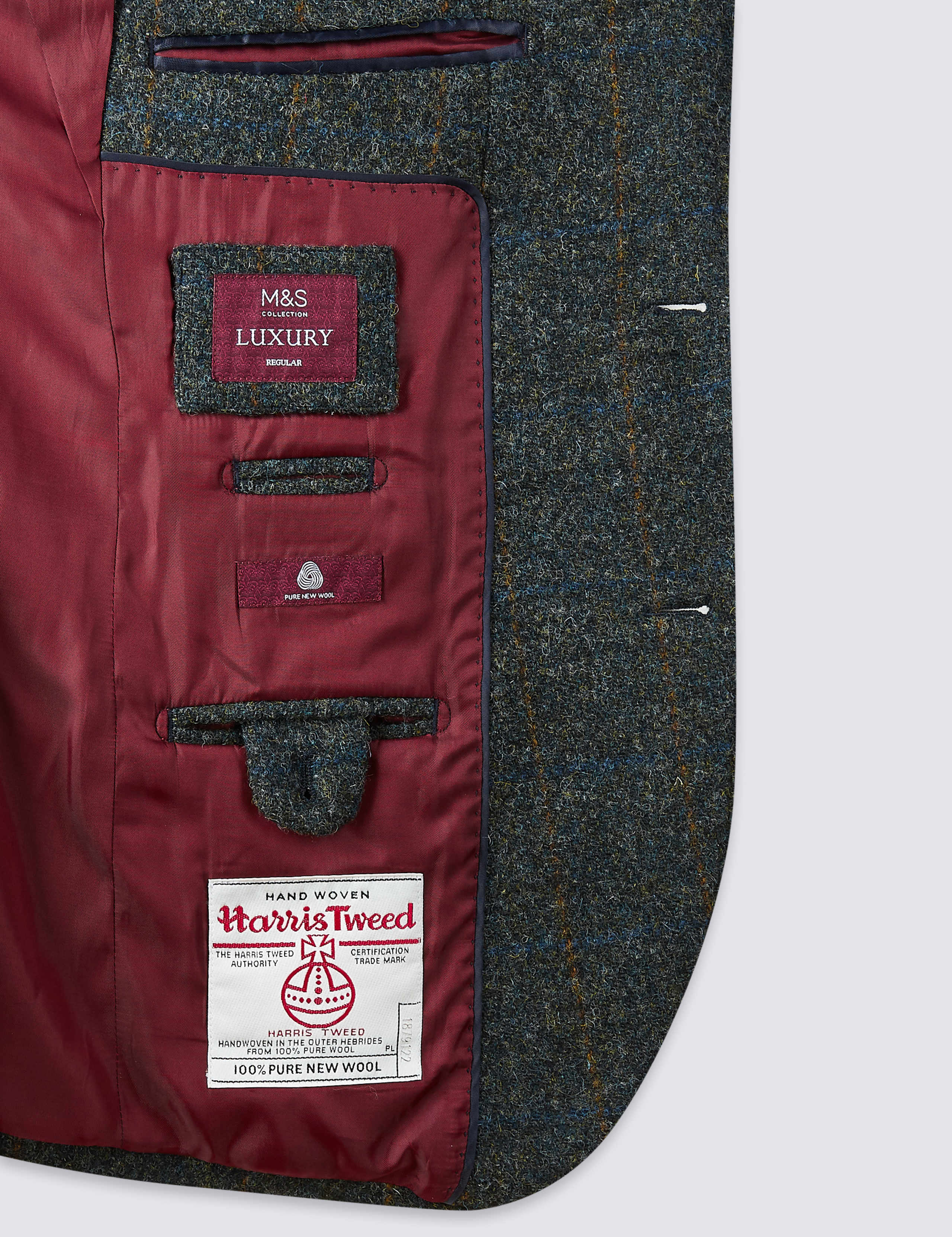 Pure Wool Navy Harris Tweed Tailored Jacket 7 of 7