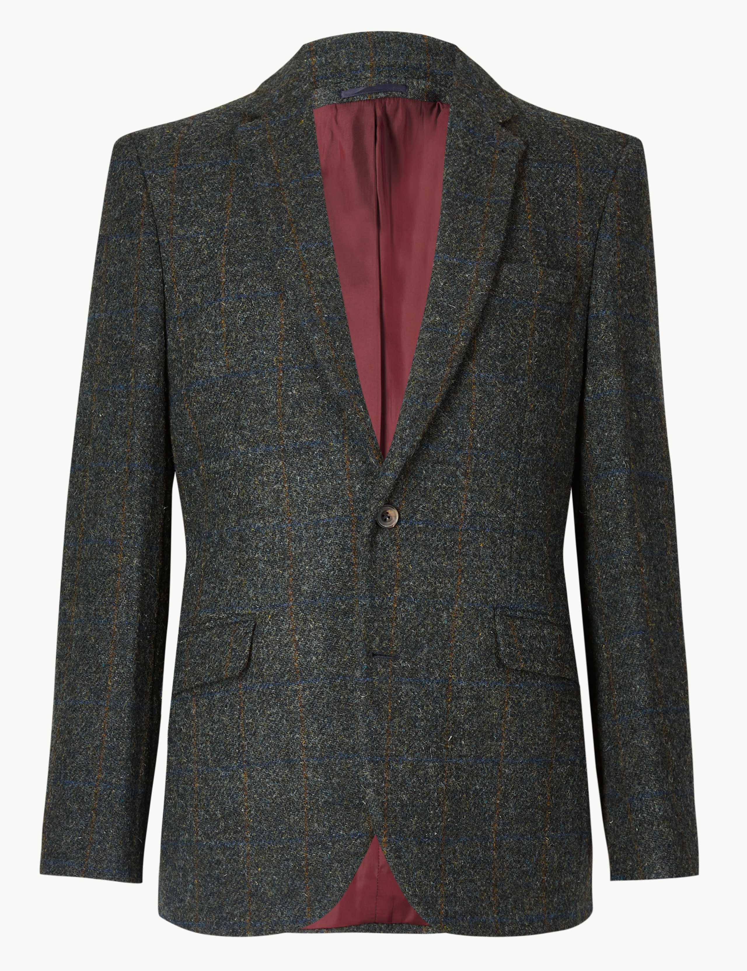 Pure Wool Navy Harris Tweed Tailored Jacket 2 of 7