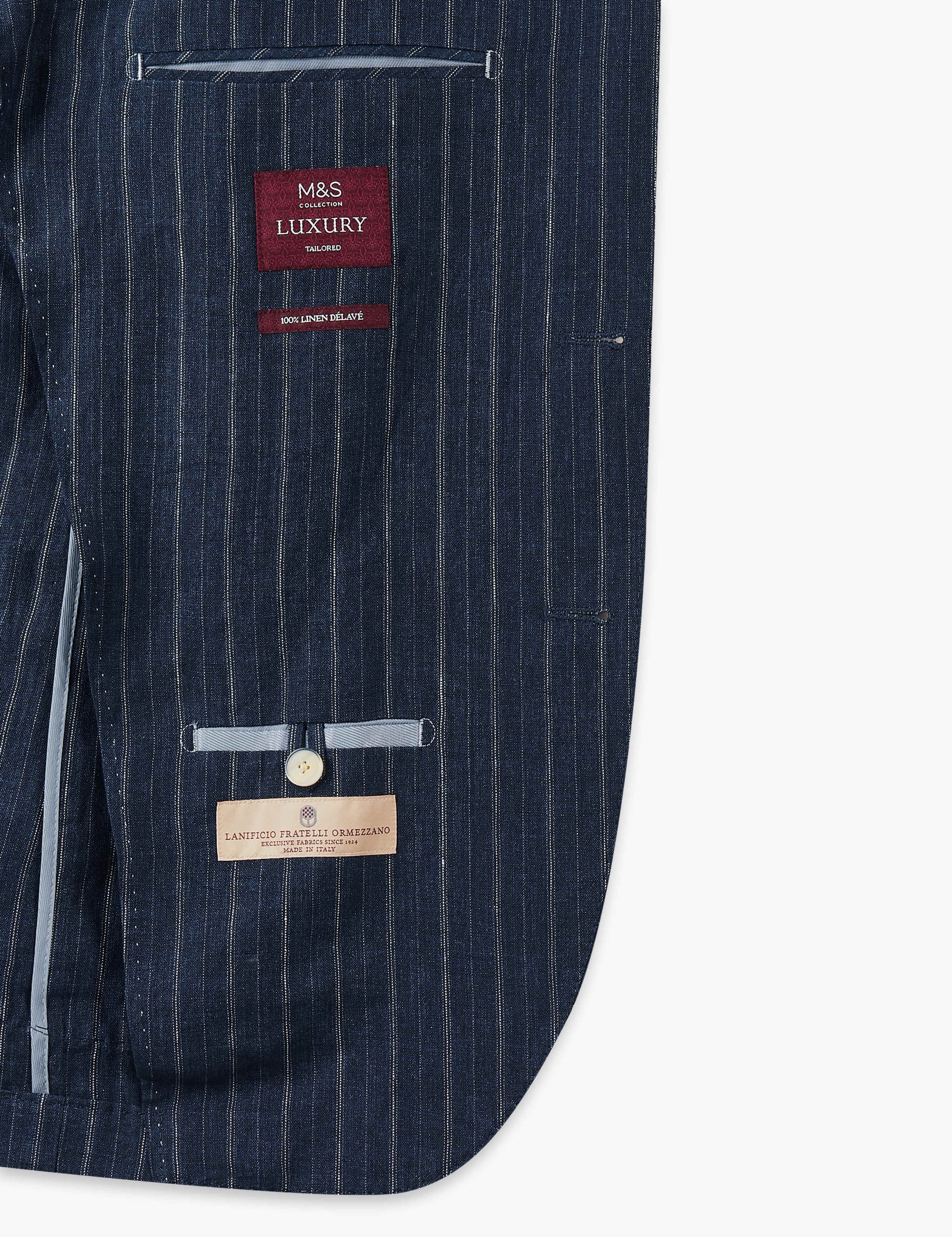 Pure Linen Striped Tailored Fit Jacket 6 of 7