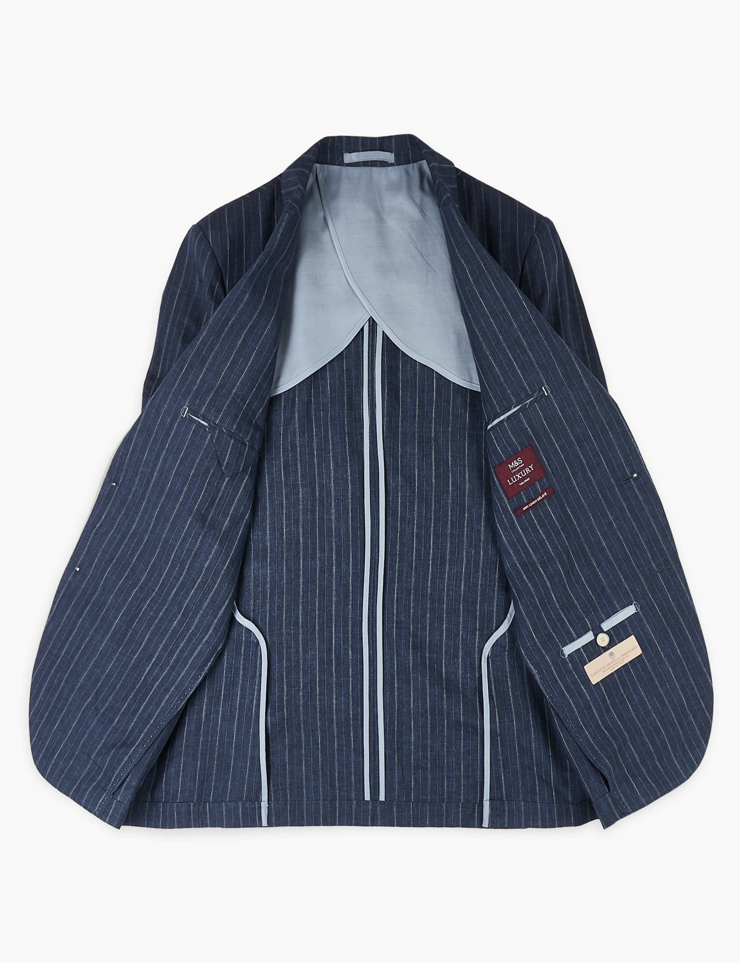 Pure Linen Striped Tailored Fit Jacket 7 of 7