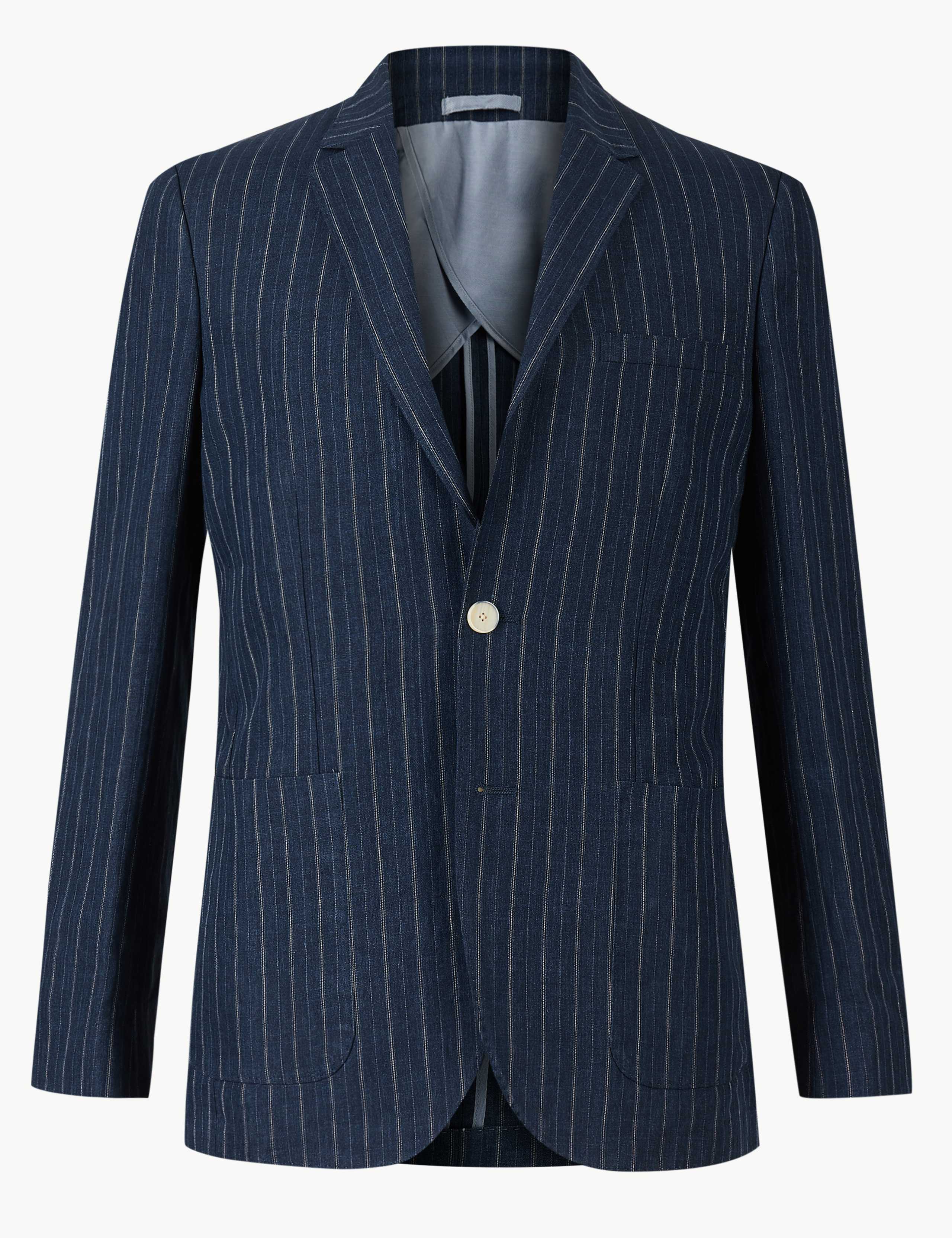 Pure Linen Striped Tailored Fit Jacket 2 of 7