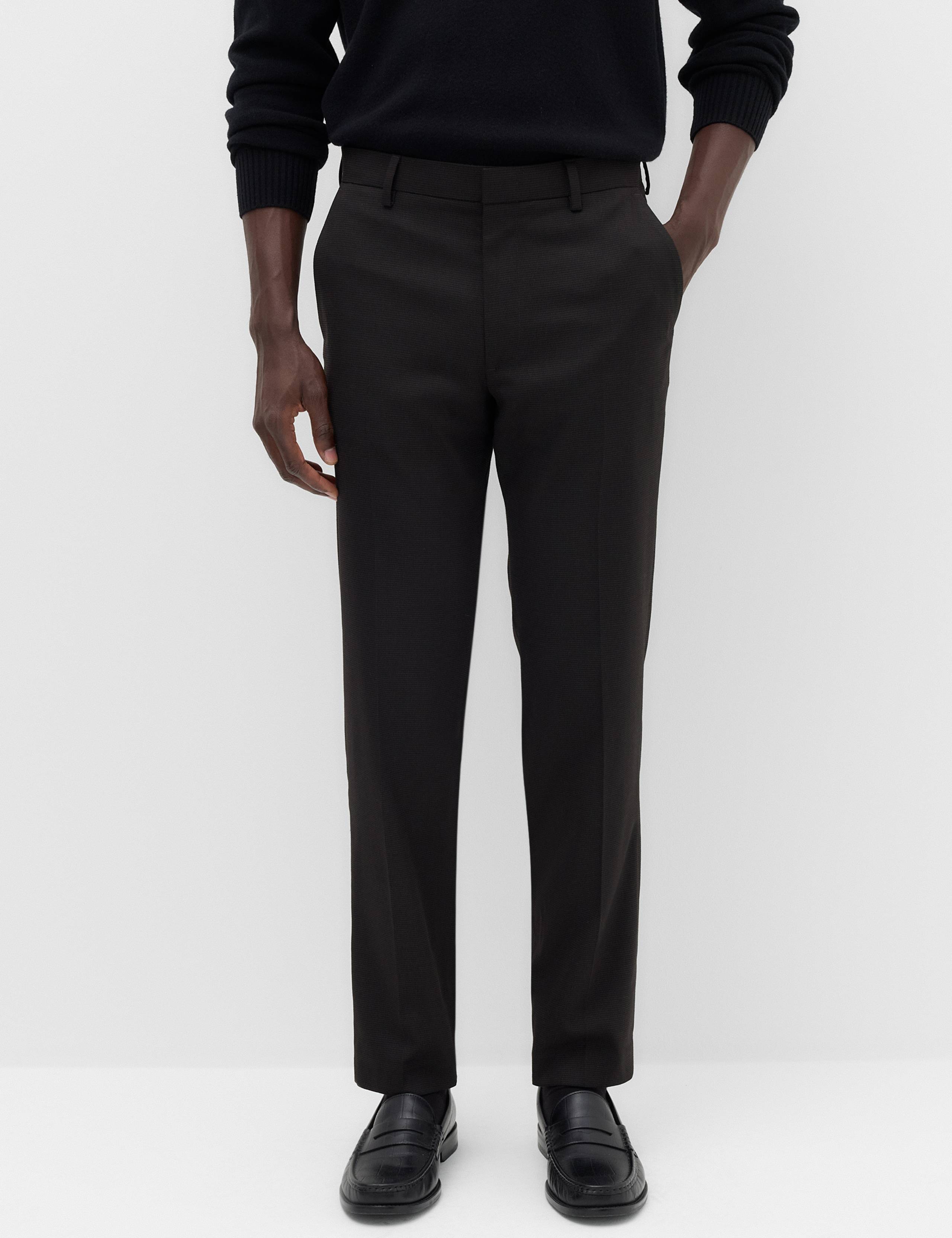 Tailored Fit Pindot Stretch Trousers 1 of 7