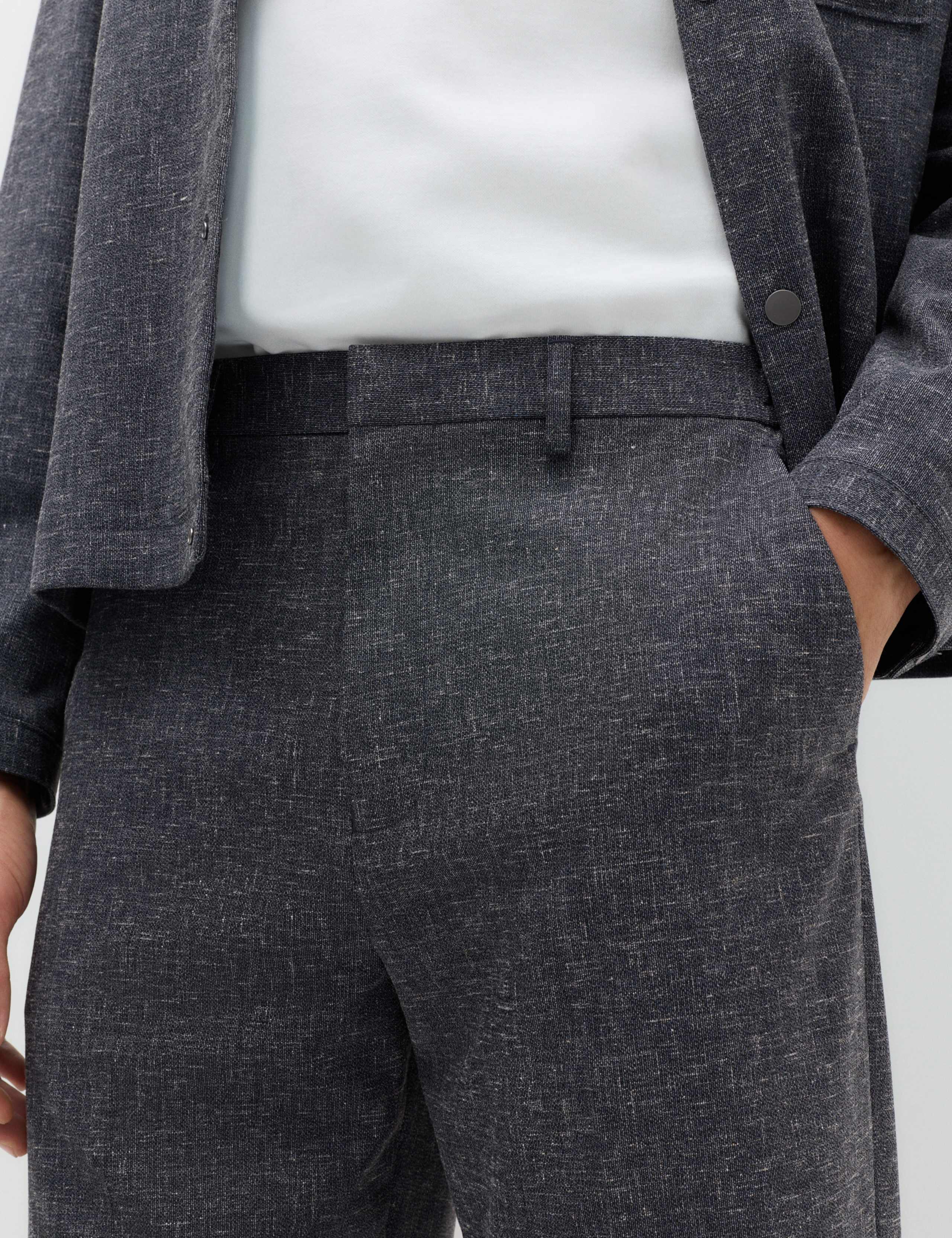 Relaxed Fit Textured Stretch Trousers 4 of 7