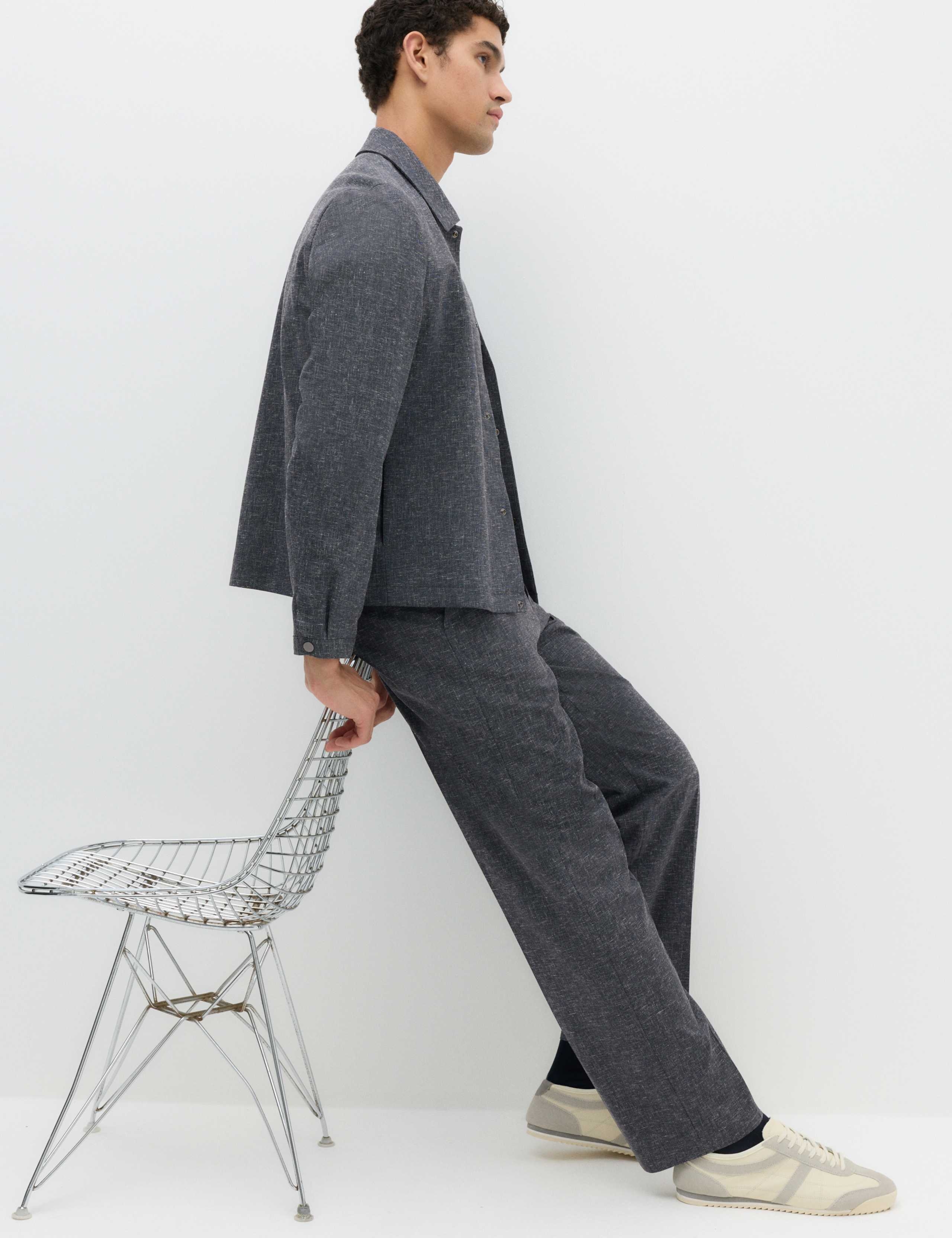 Relaxed Fit Textured Stretch Trousers 6 of 7
